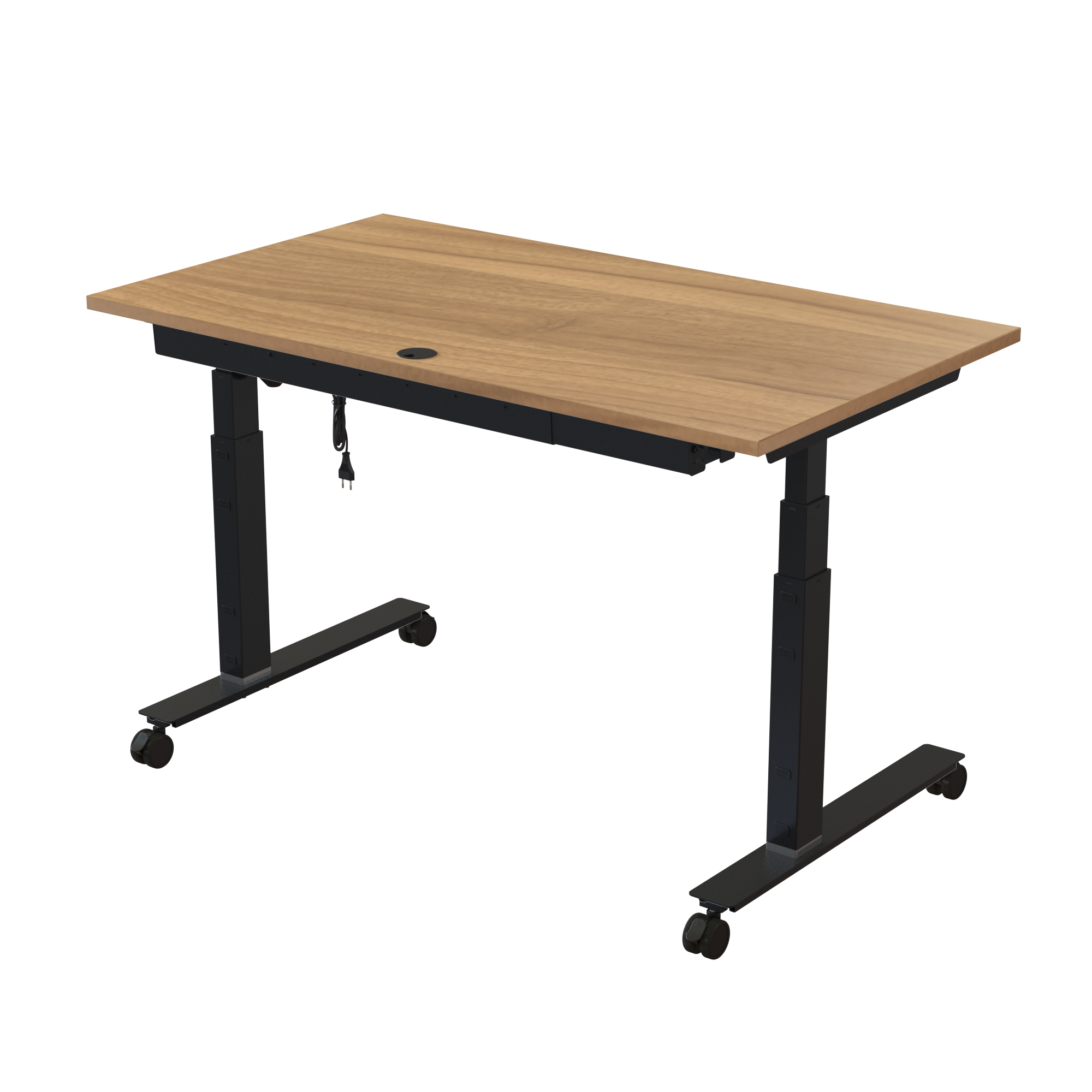 Ergonomic desk | 140x80 cm | Walnut with black frame