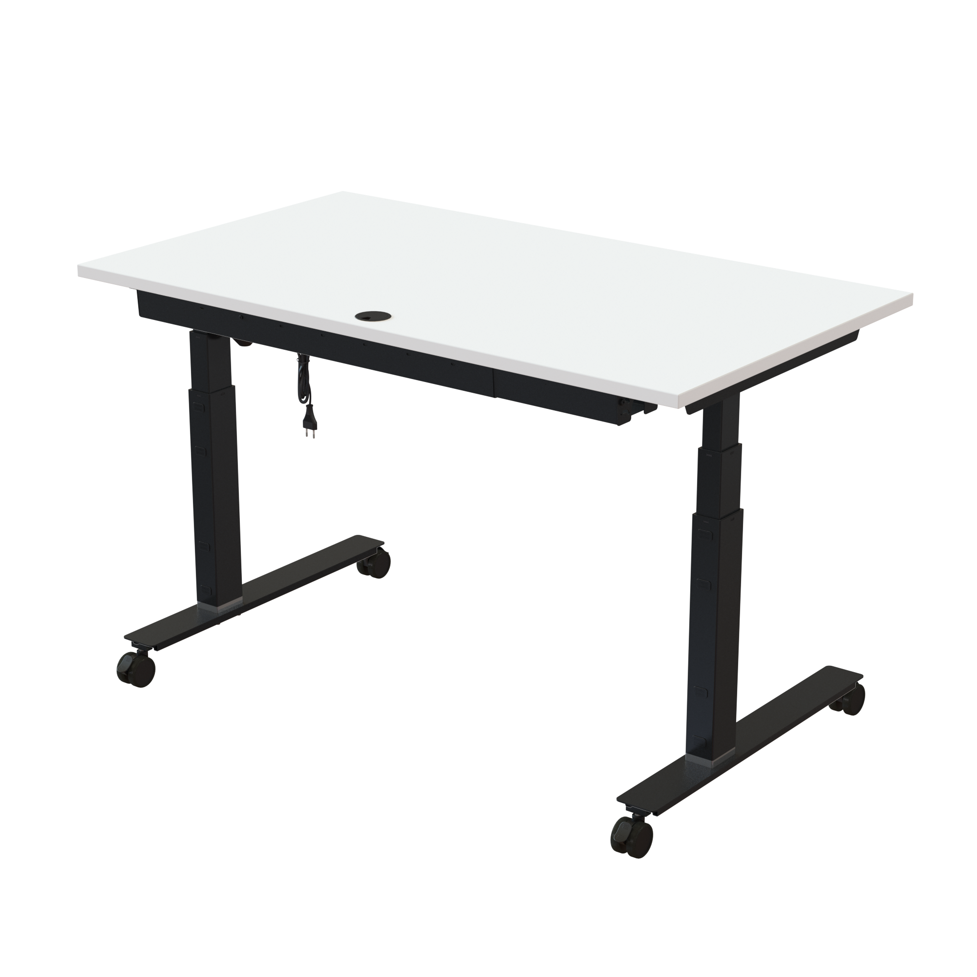 Ergonomic desk | 140x80 cm | White with black frame