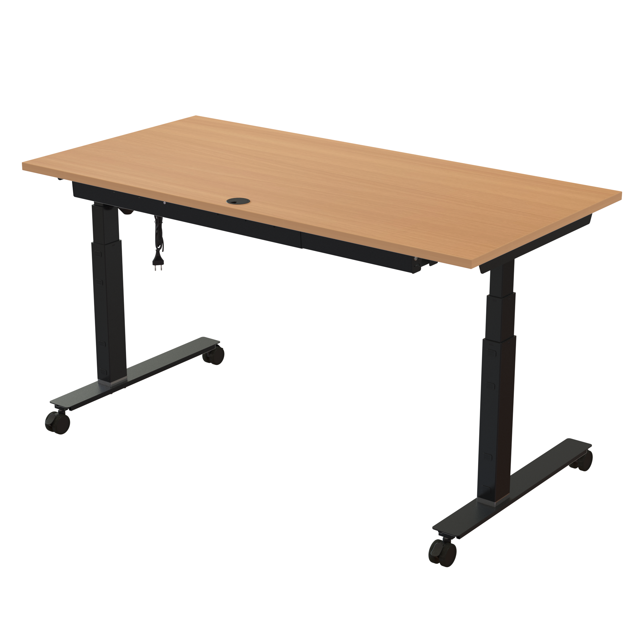 Ergonomic desk | 160x80 cm | Beech with black frame
