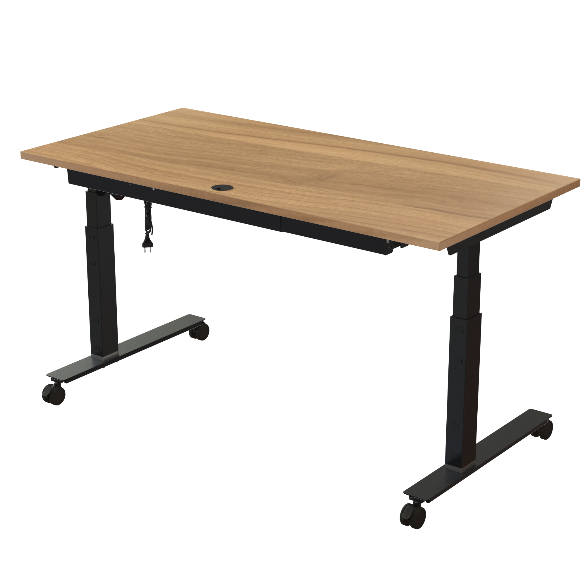 Ergonomic desk | 160x80 cm | Walnut with black frame