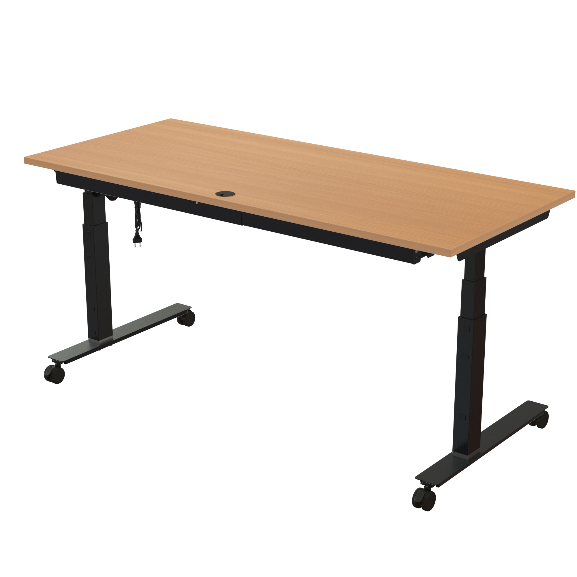 Ergonomic desk | 180x80 cm | Beech with black frame