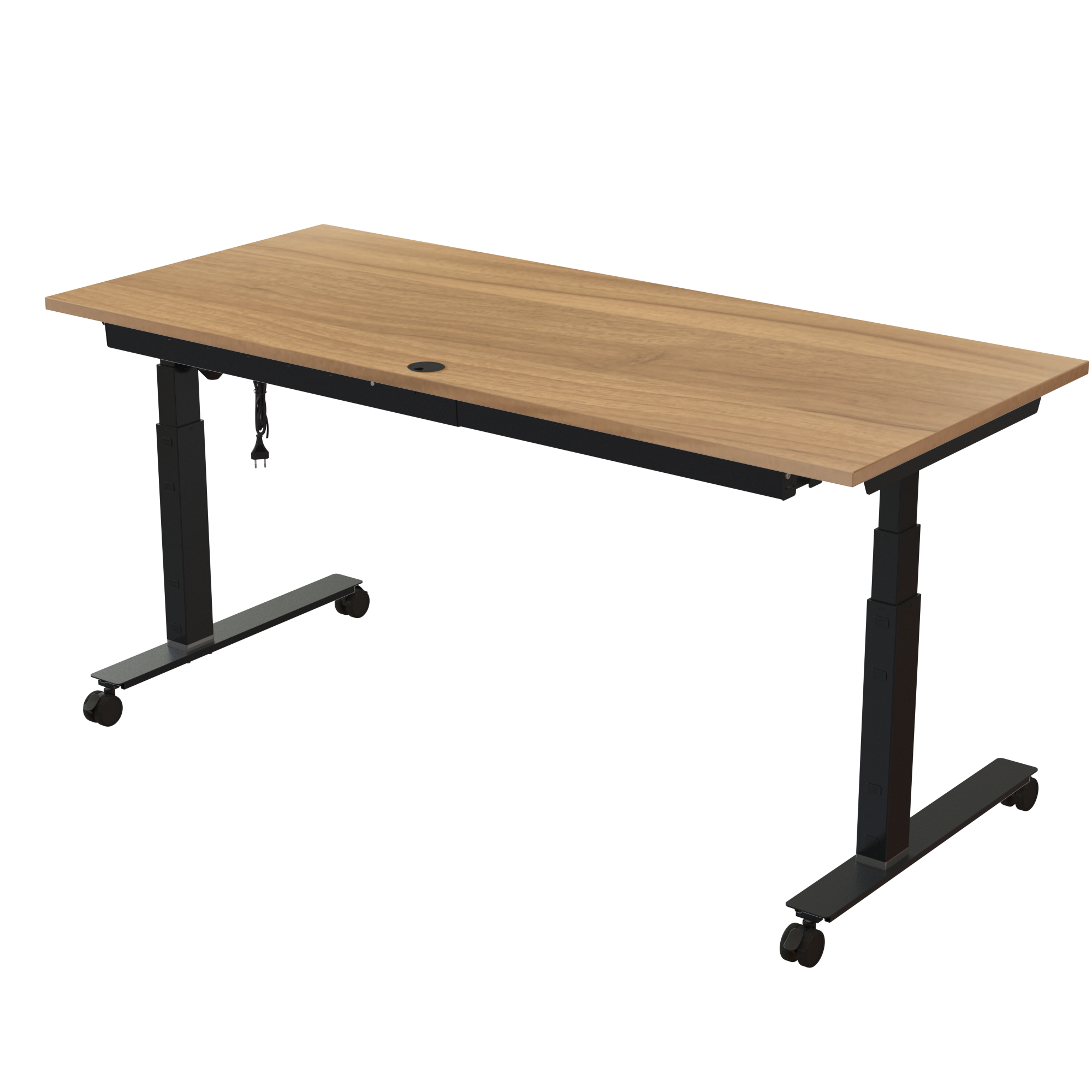 Ergonomic desk | 180x80 cm | Walnut with black frame