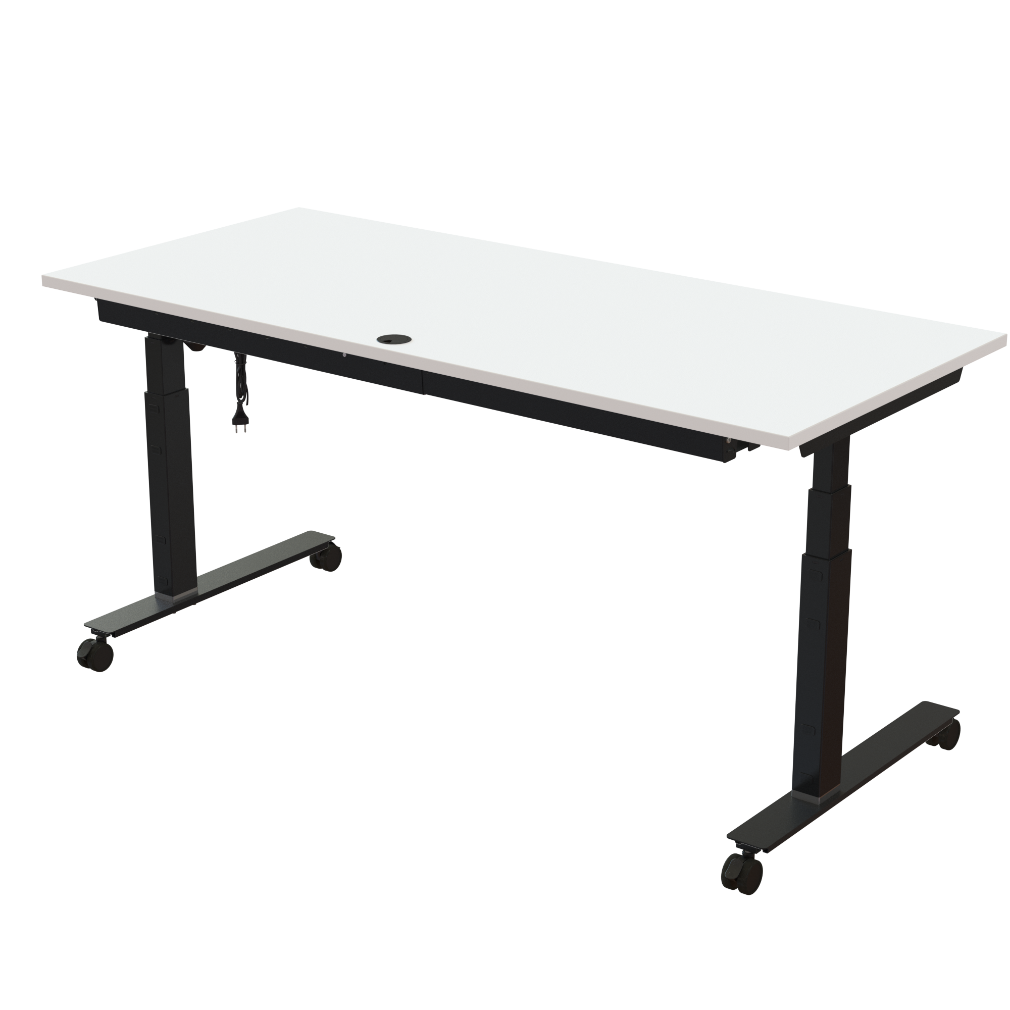 Ergonomic desk | 180x80 cm | White with black frame