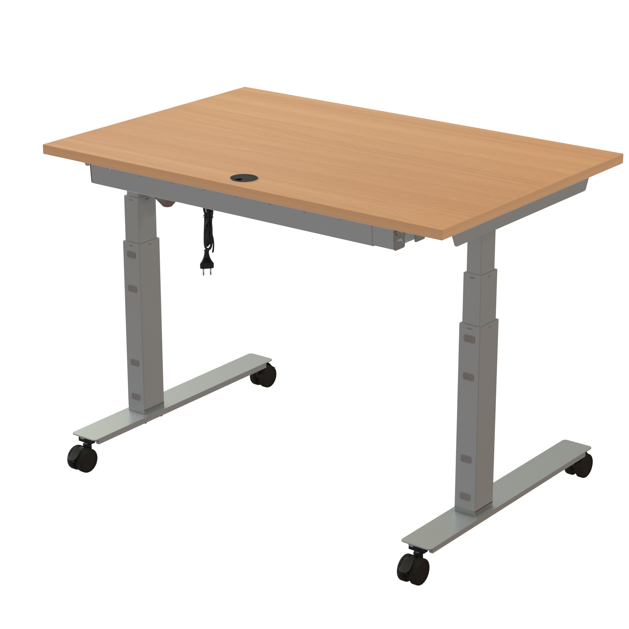 Ergonomic desk | 120x80 cm | Beech with silver frame