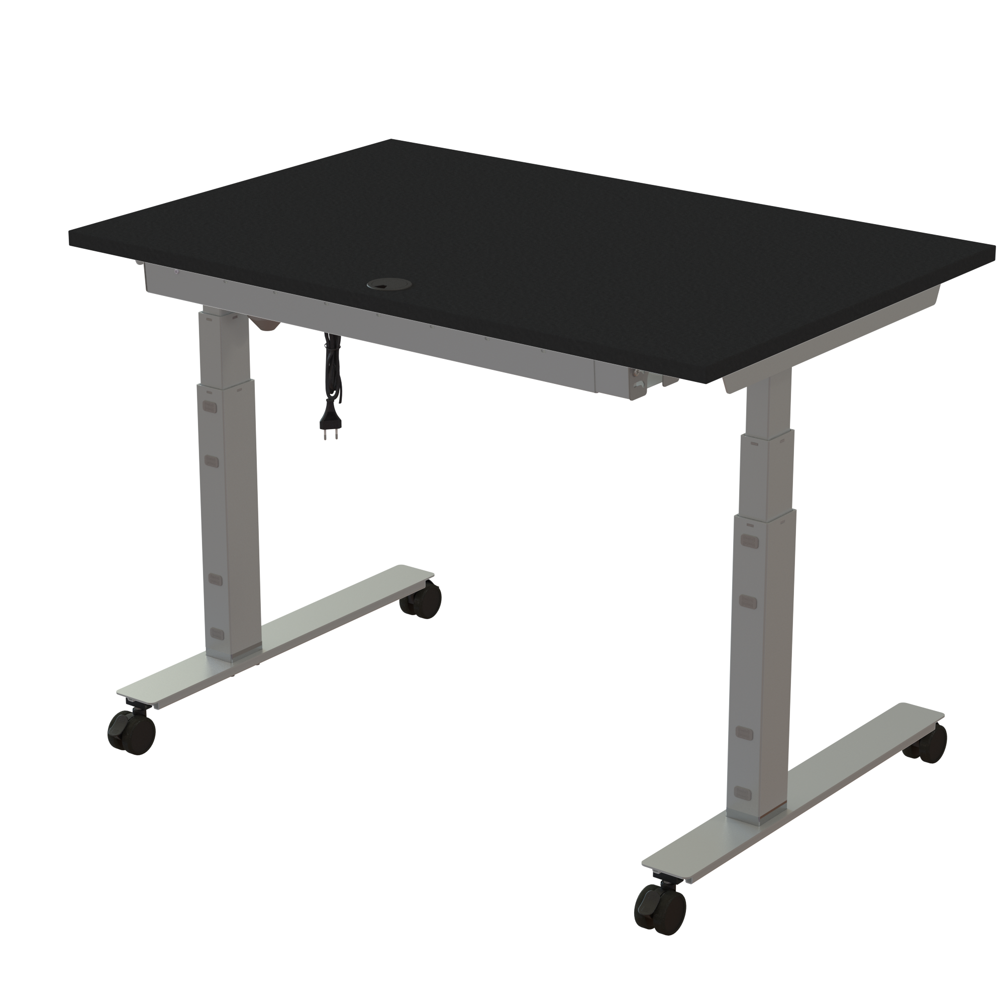 Ergonomic desk | 120x80 cm | Black  with silver frame