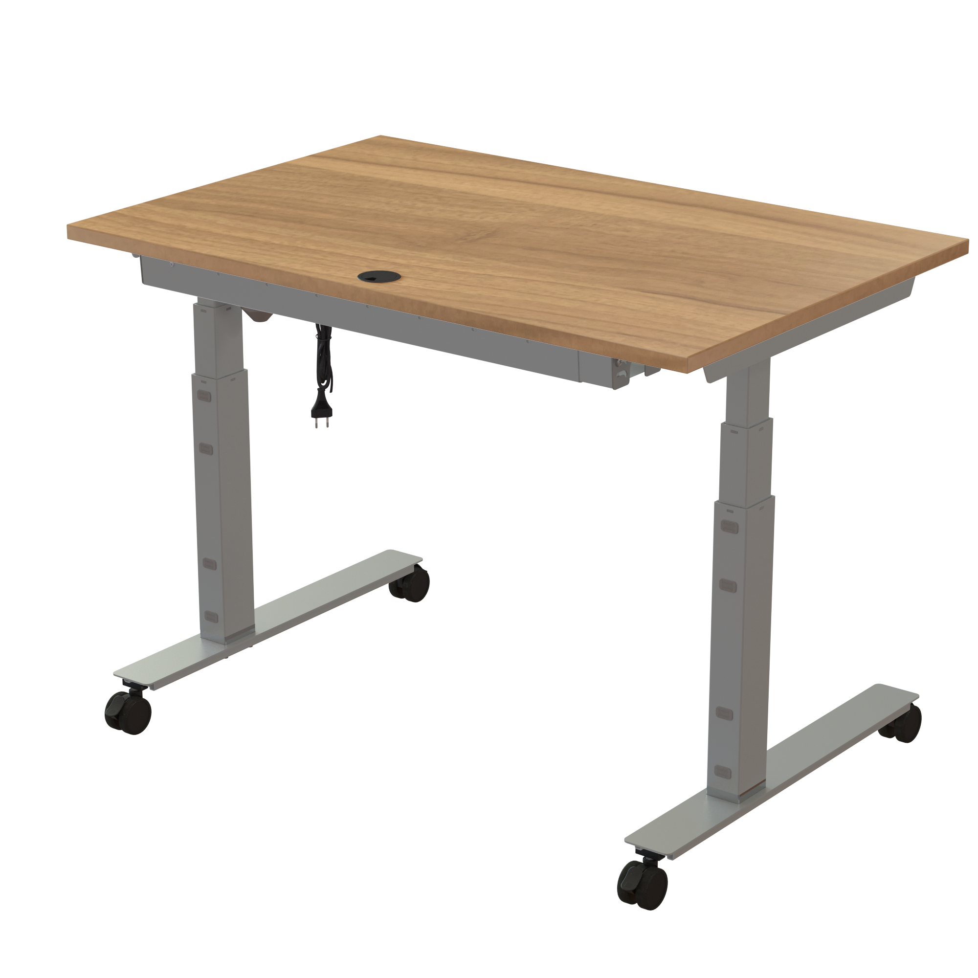 Ergonomic desk | 120x80 cm | Walnut with silver frame