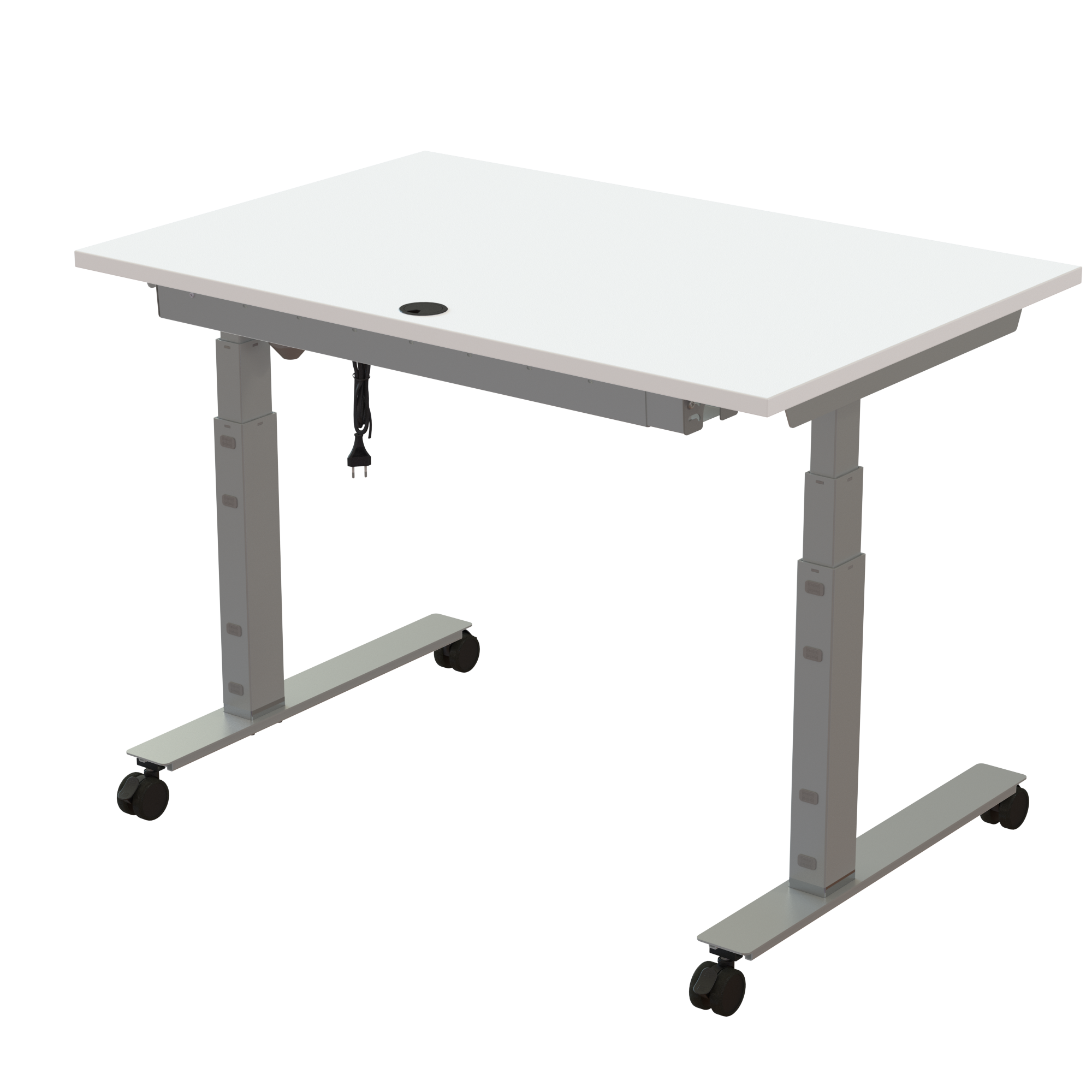 Ergonomic desk | 120x80 cm | White with silver frame