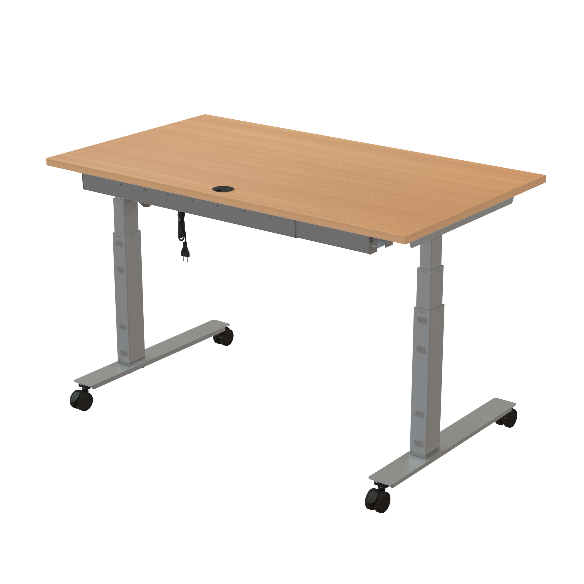 Ergonomic desk | 140x80 cm | Beech with silver frame