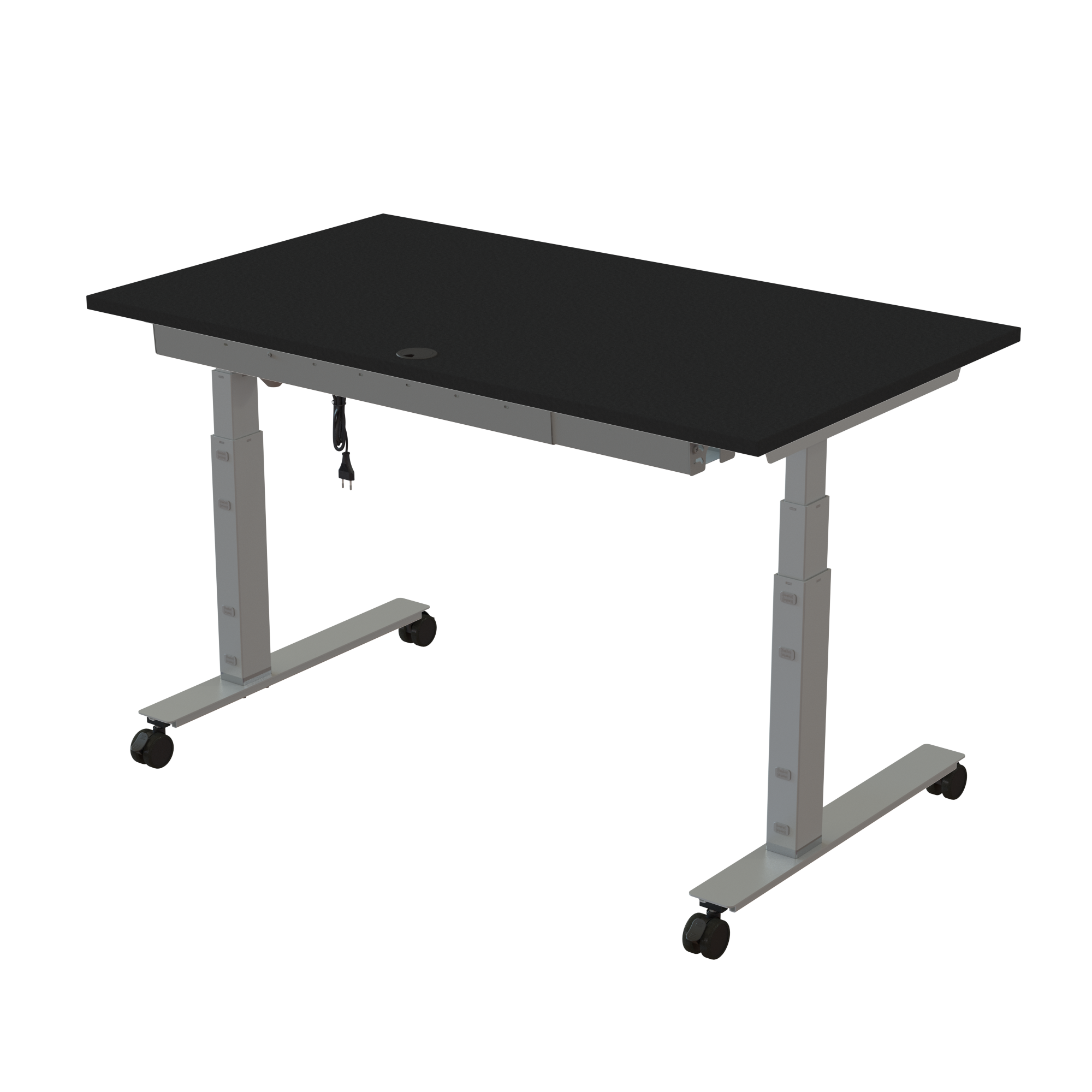 Ergonomic desk | 140x80 cm | Black  with silver frame