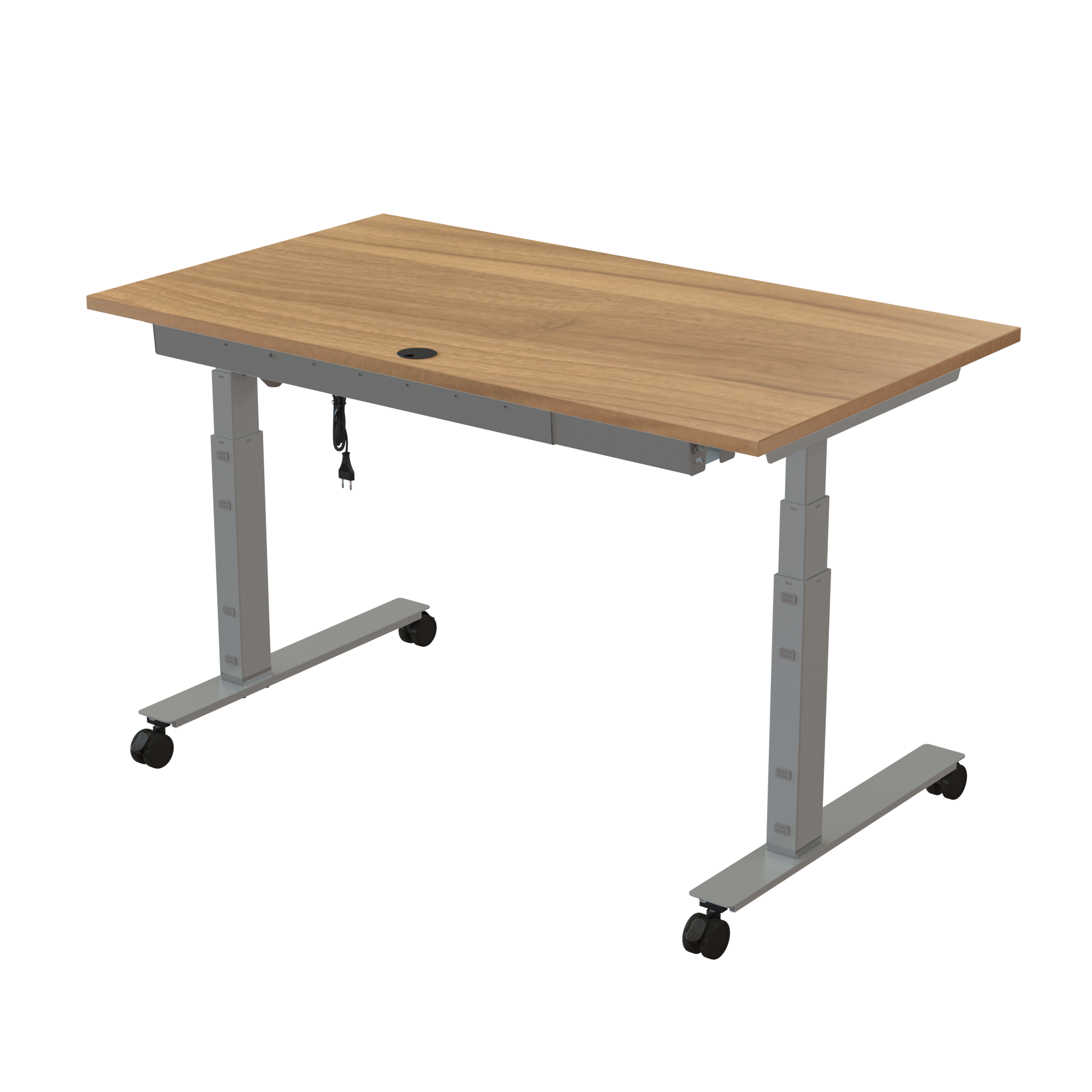 Ergonomic desk | 140x80 cm | Walnut with silver frame