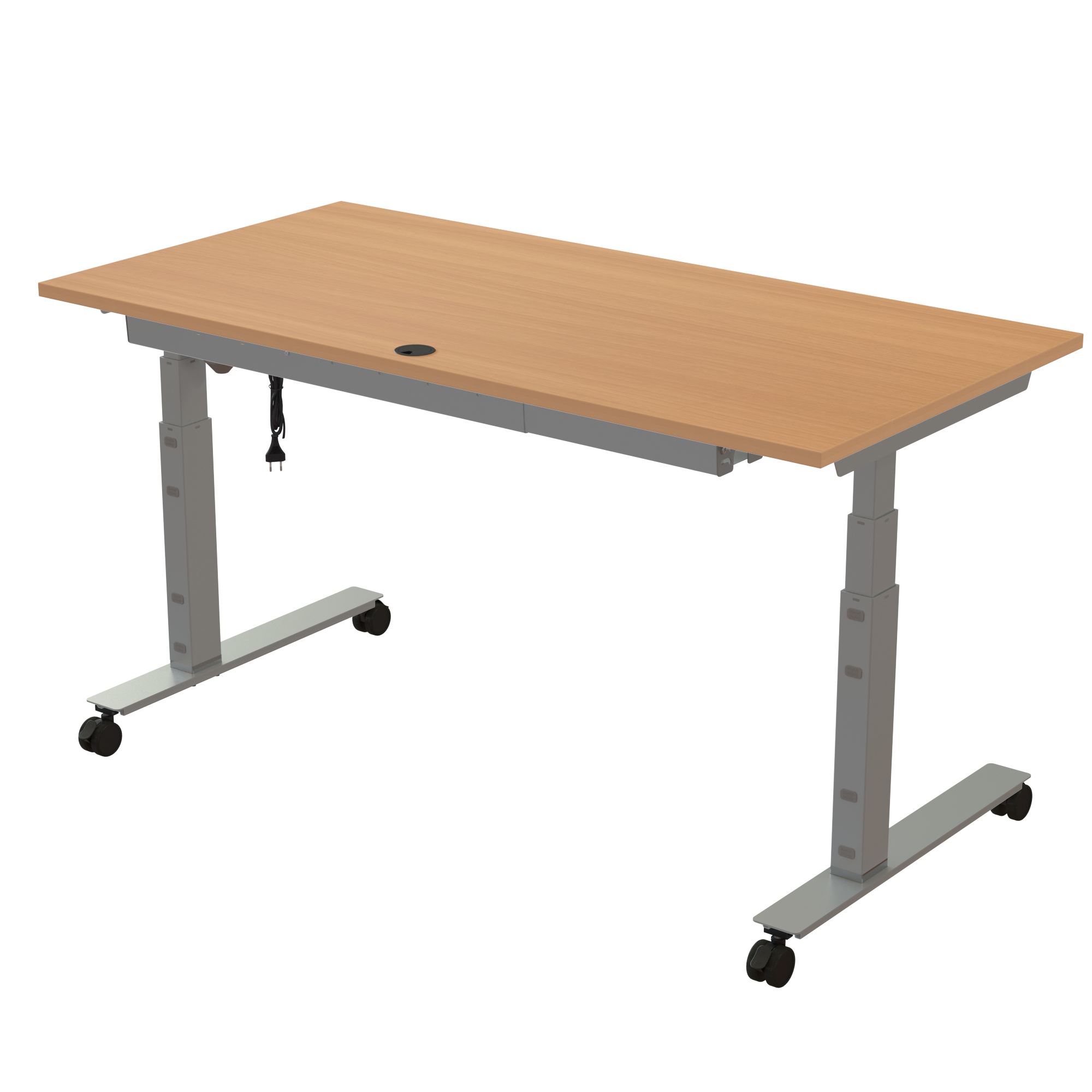 Ergonomic desk | 160x80 cm | Beech with silver frame