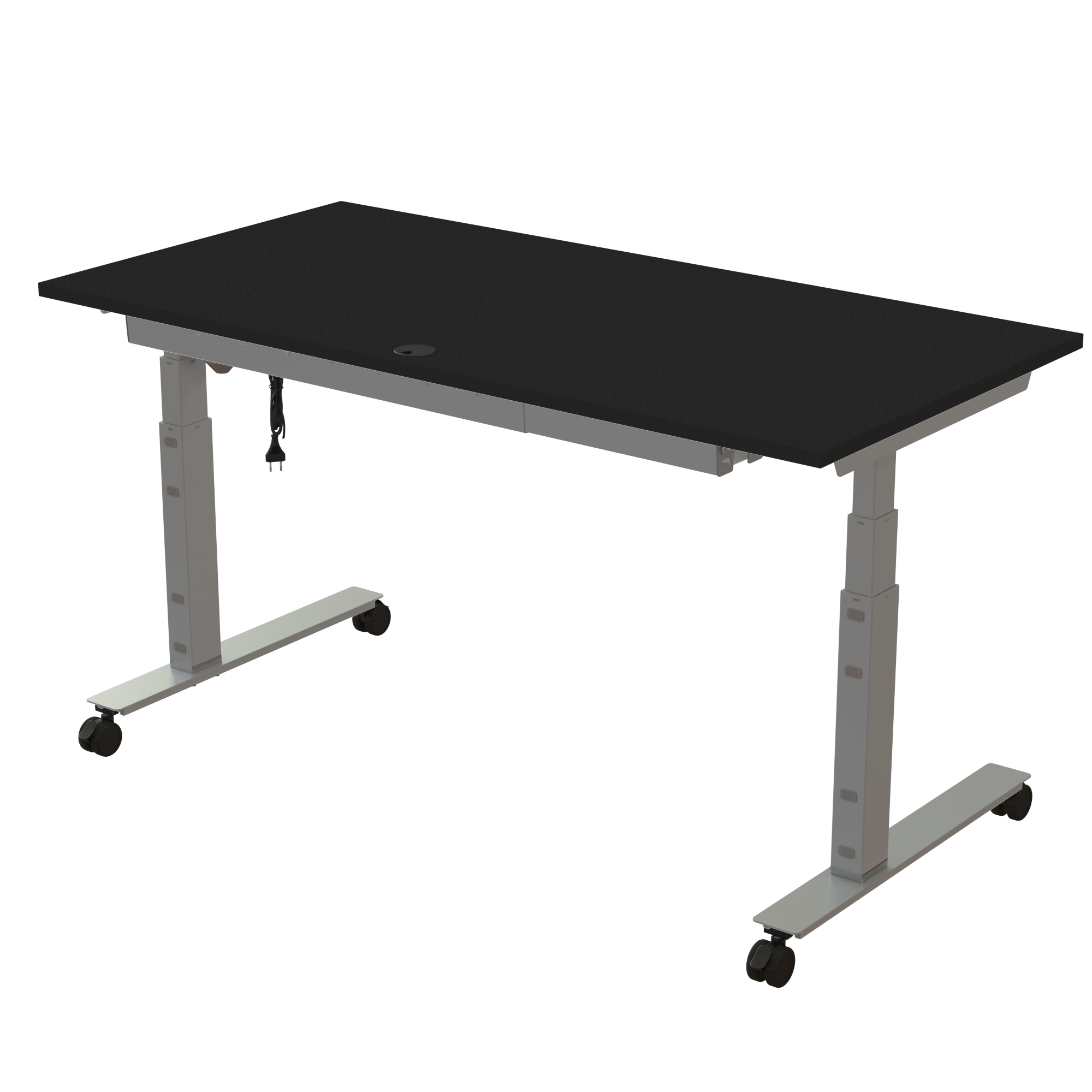 Ergonomic desk | 160x80 cm | Black  with silver frame