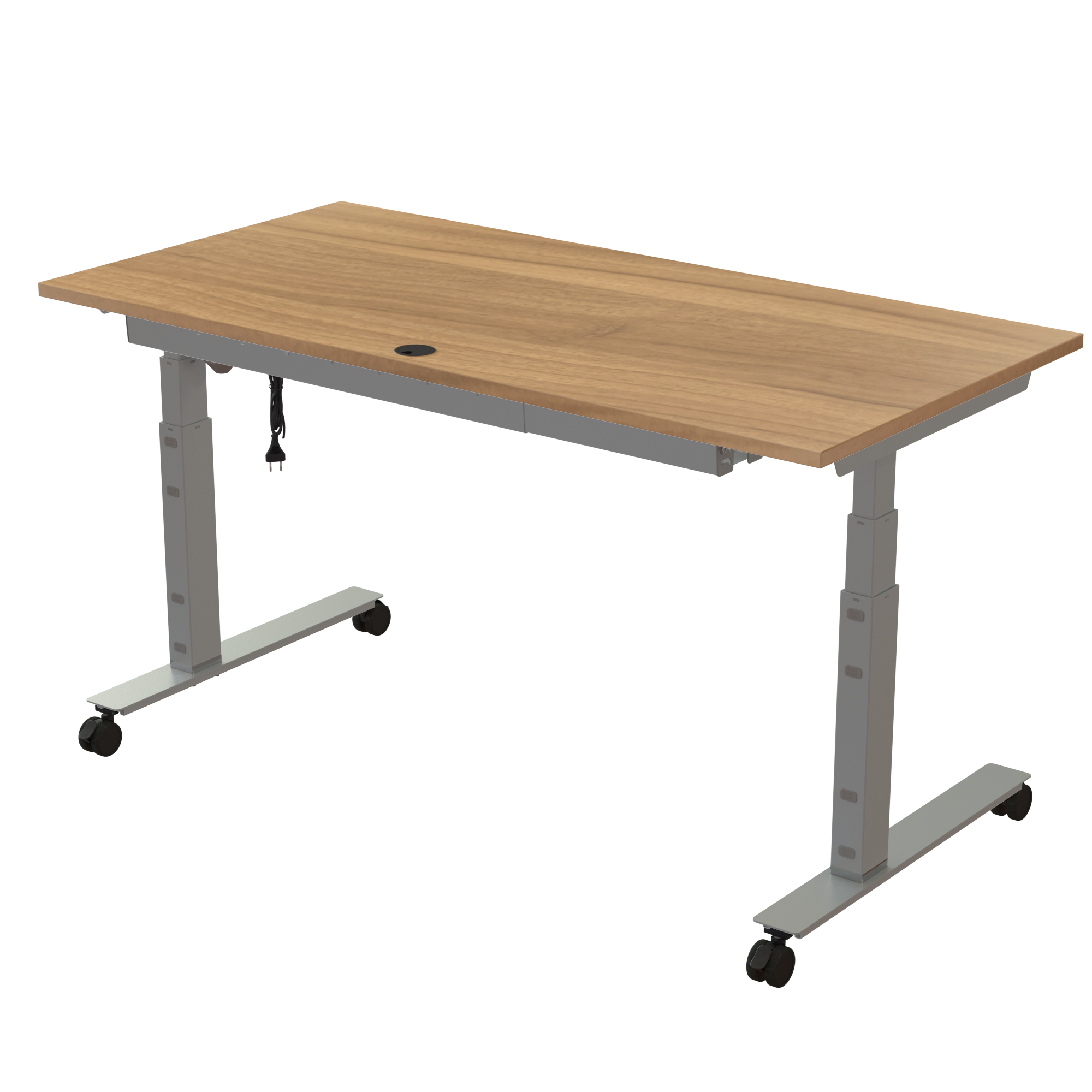 Ergonomic desk | 160x80 cm | Walnut with silver frame