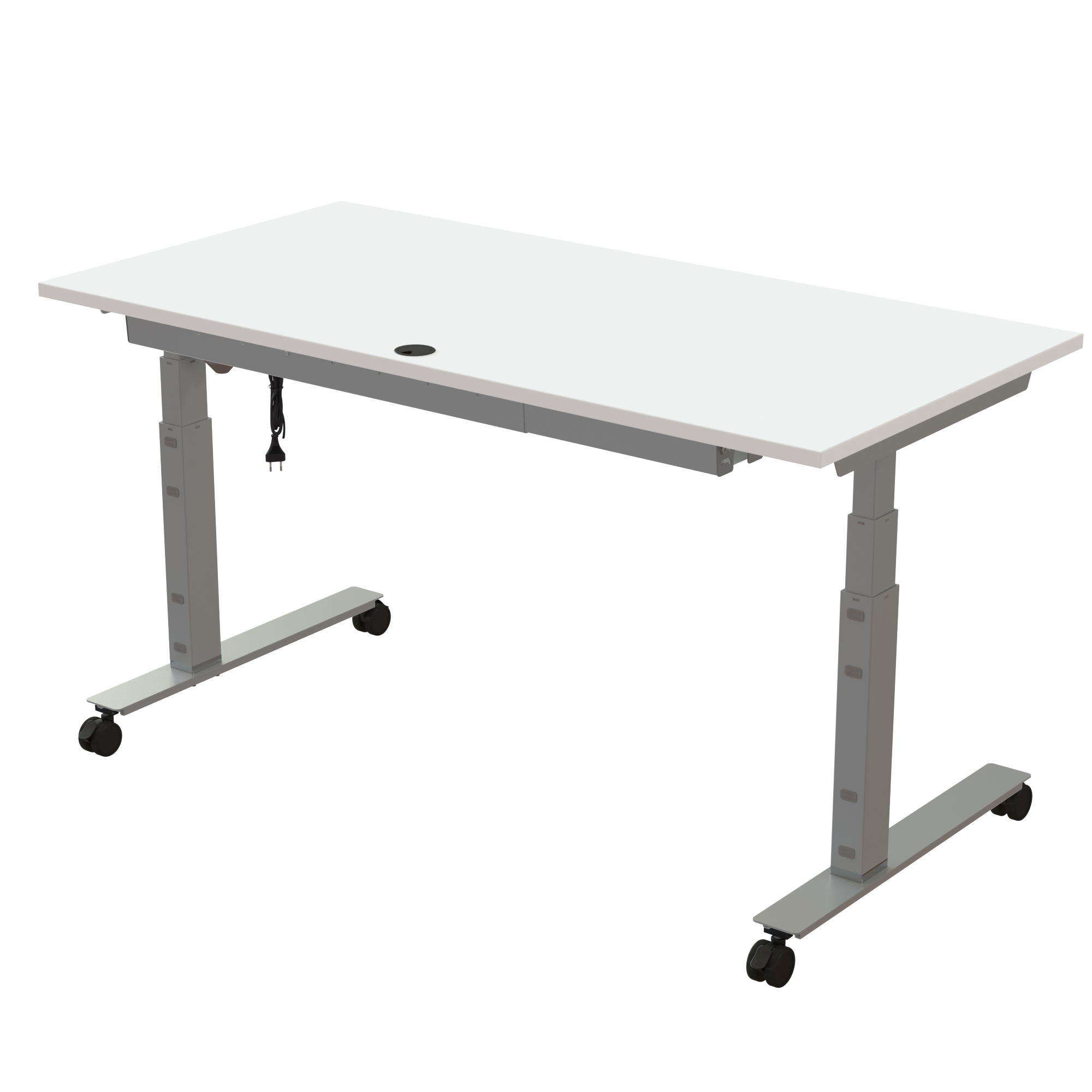 Ergonomic desk | 160x80 cm | White with silver frame