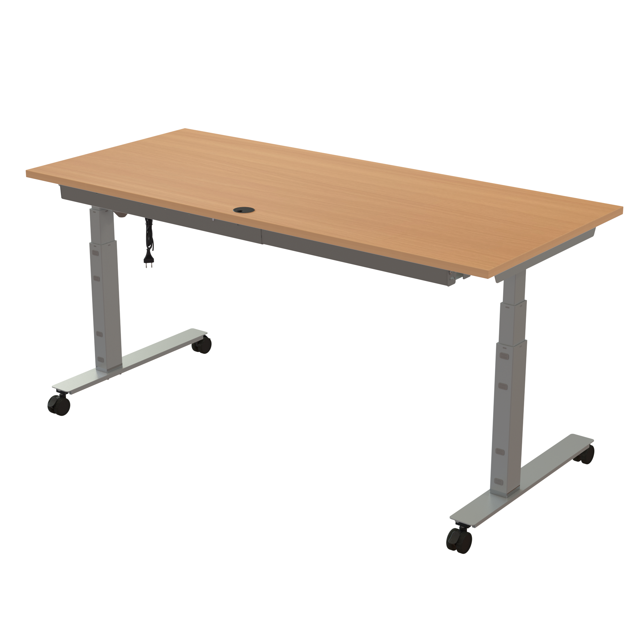 Ergonomic desk | 180x80 cm | Beech with silver frame