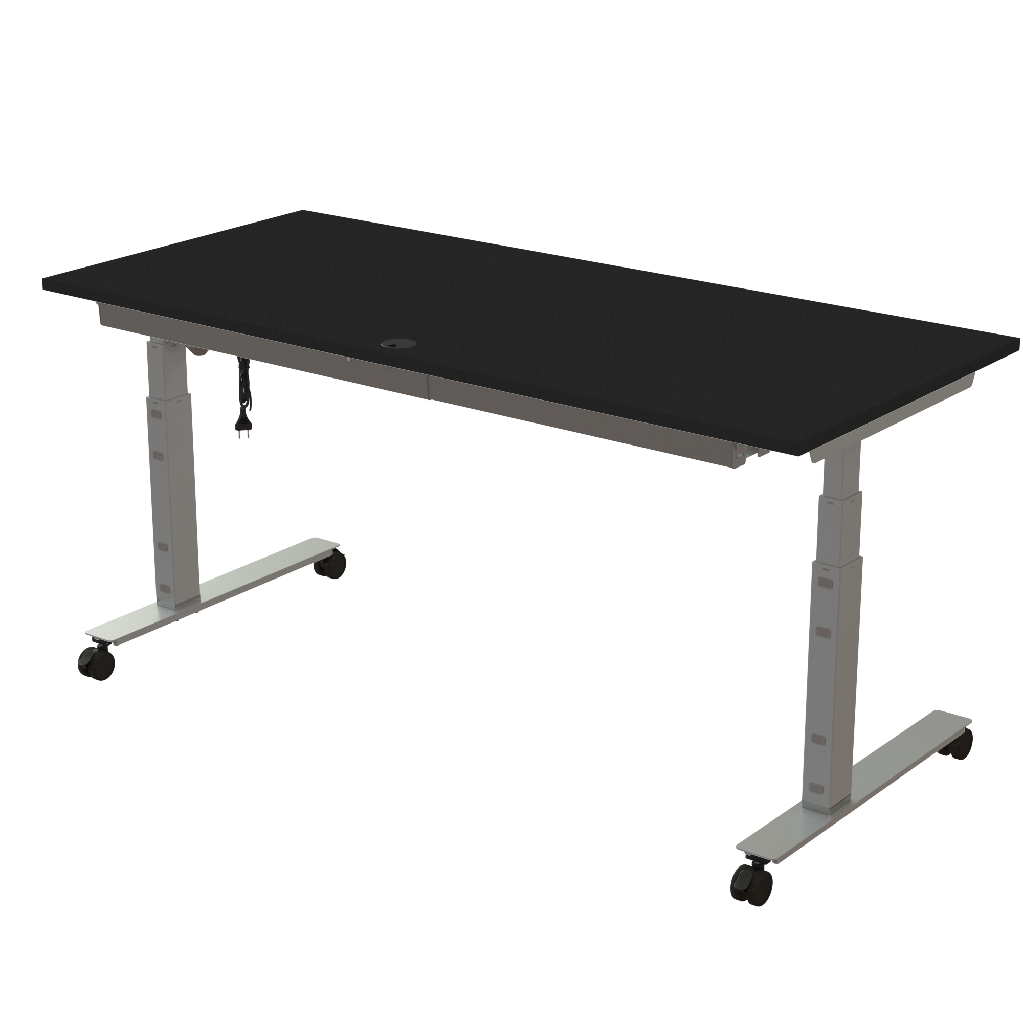 Ergonomic desk | 180x80 cm | Black  with silver frame