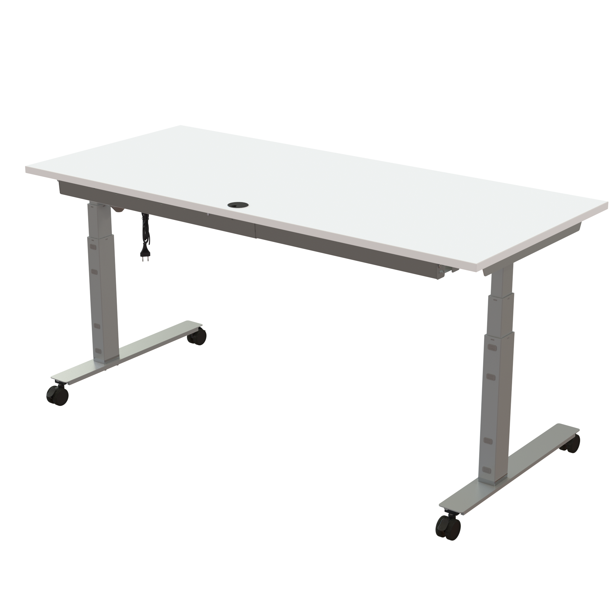 Ergonomic desk | 180x80 cm | White with silver frame