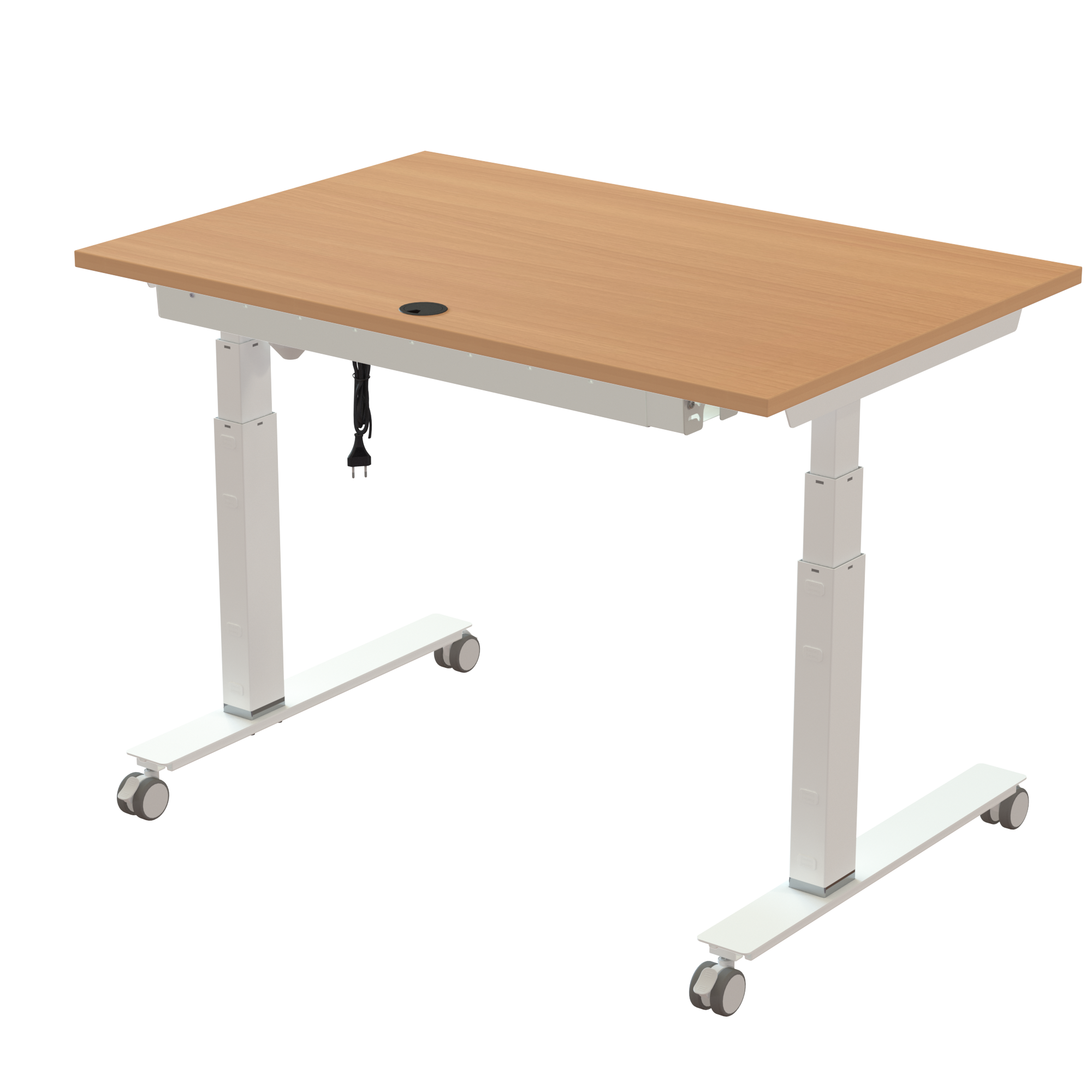 Ergonomic desk | 120x80 cm | Beech with white frame