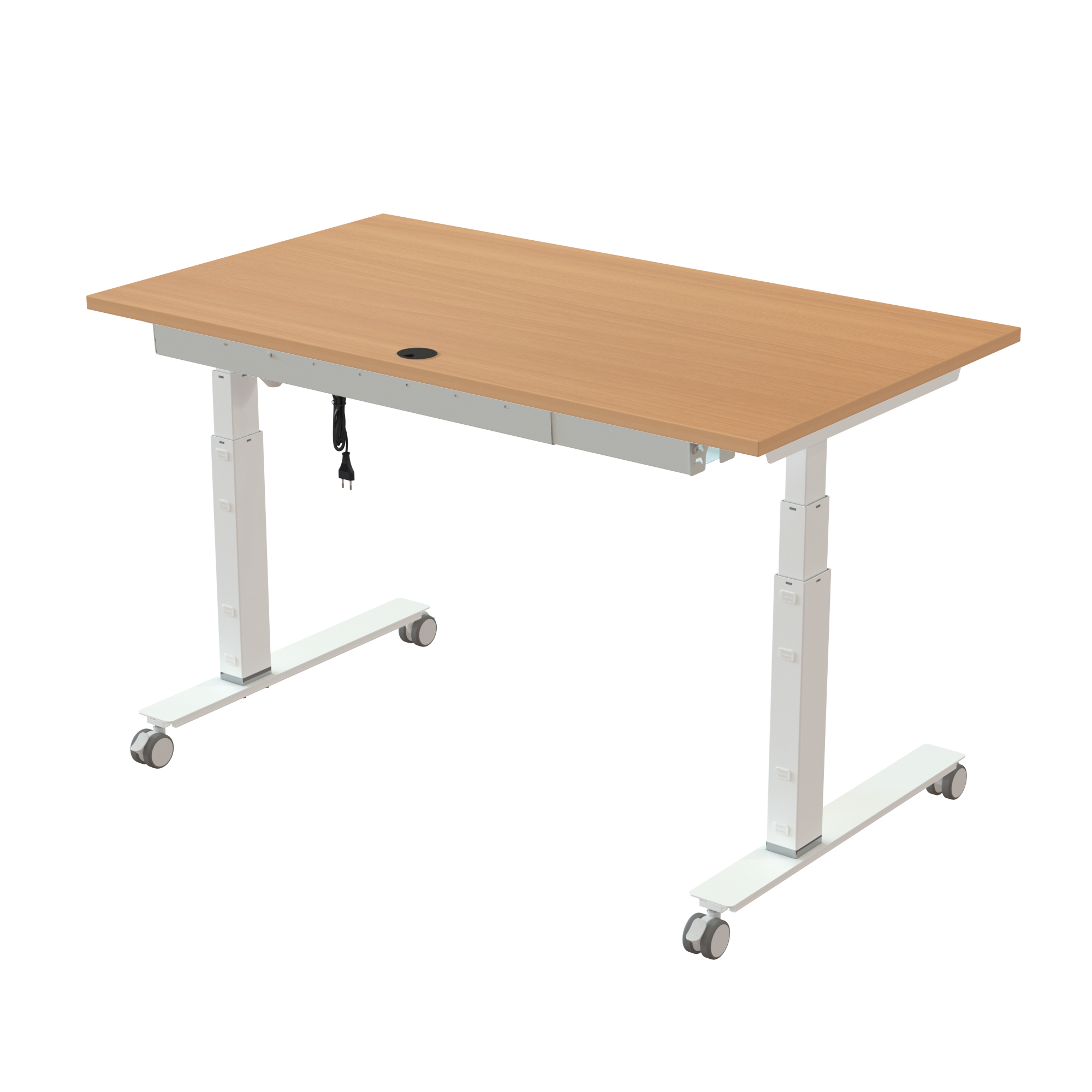 Ergonomic desk | 140x80 cm | Beech with white frame