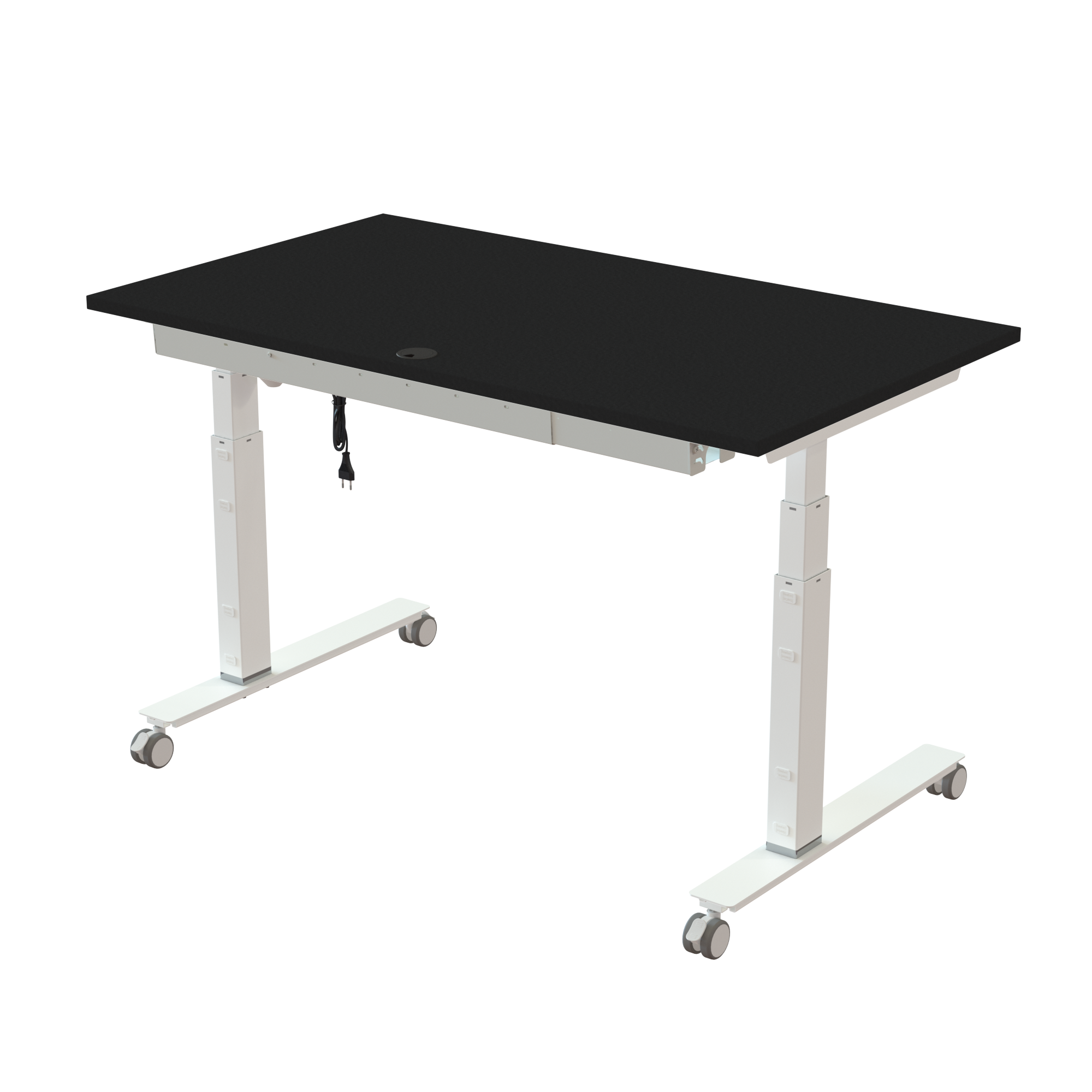 Ergonomic desk | 140x80 cm | Black  with white frame