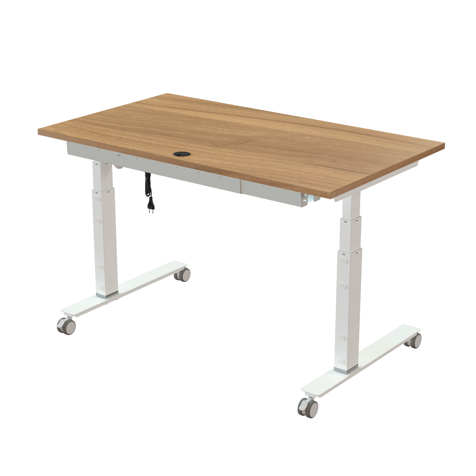 Ergonomic desk | 140x80 cm | Walnut with white frame