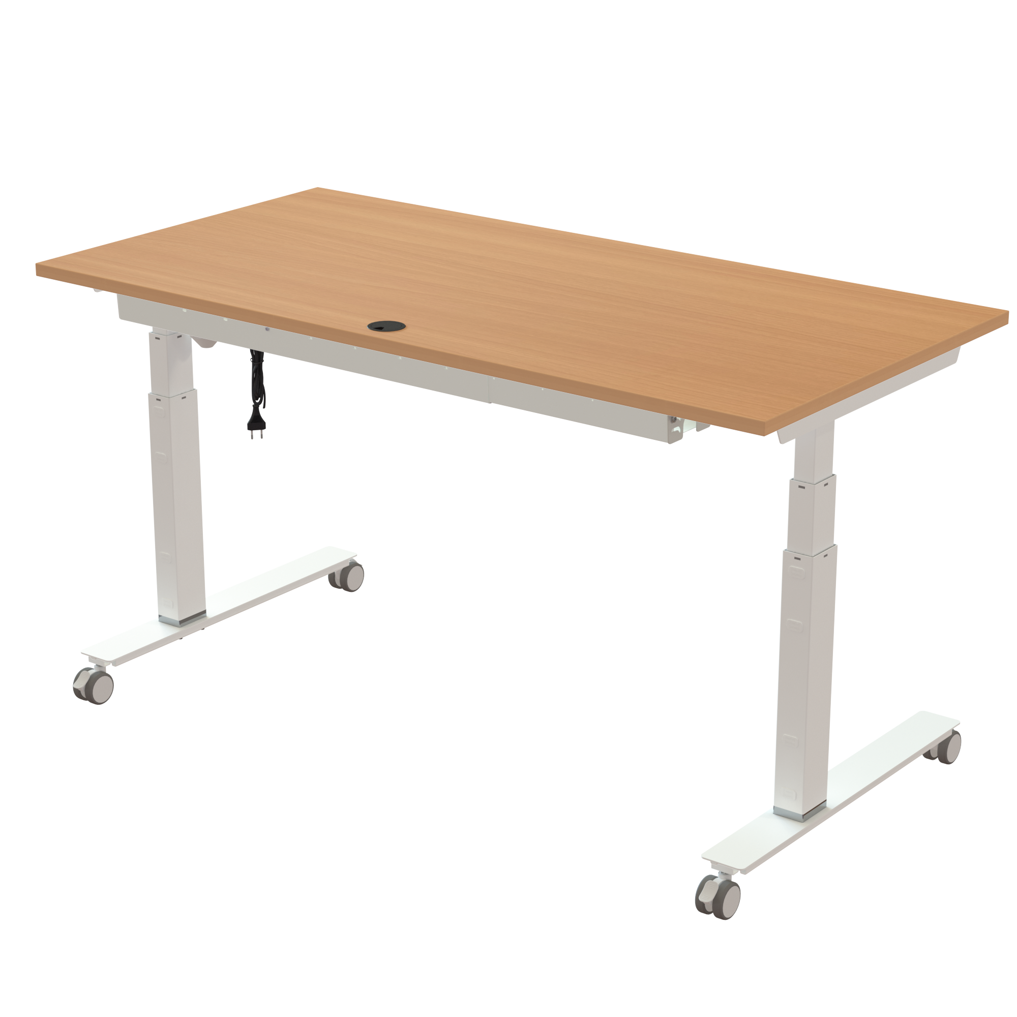 Ergonomic desk | 160x80 cm | Beech with white frame