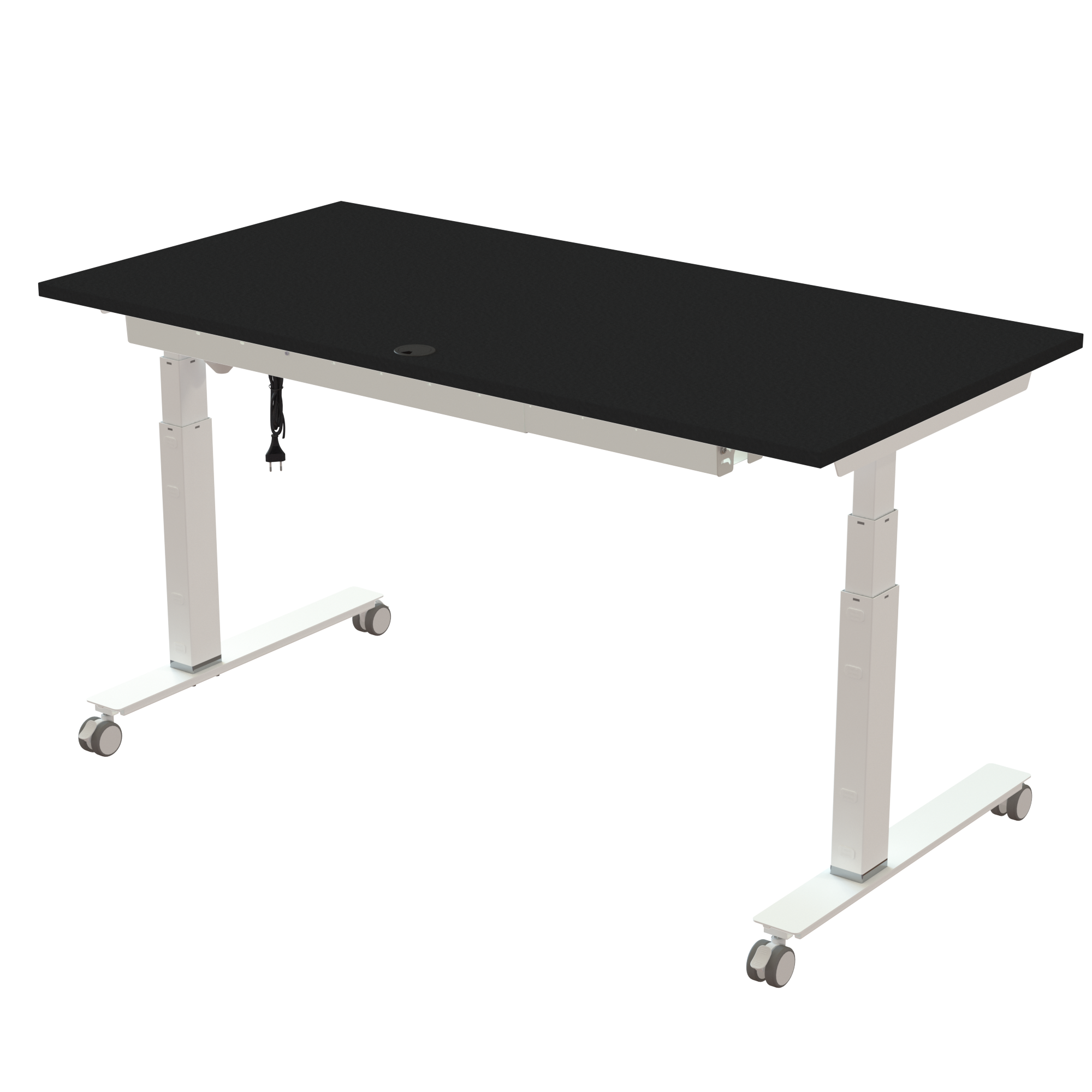 Ergonomic desk | 160x80 cm | Black  with white frame