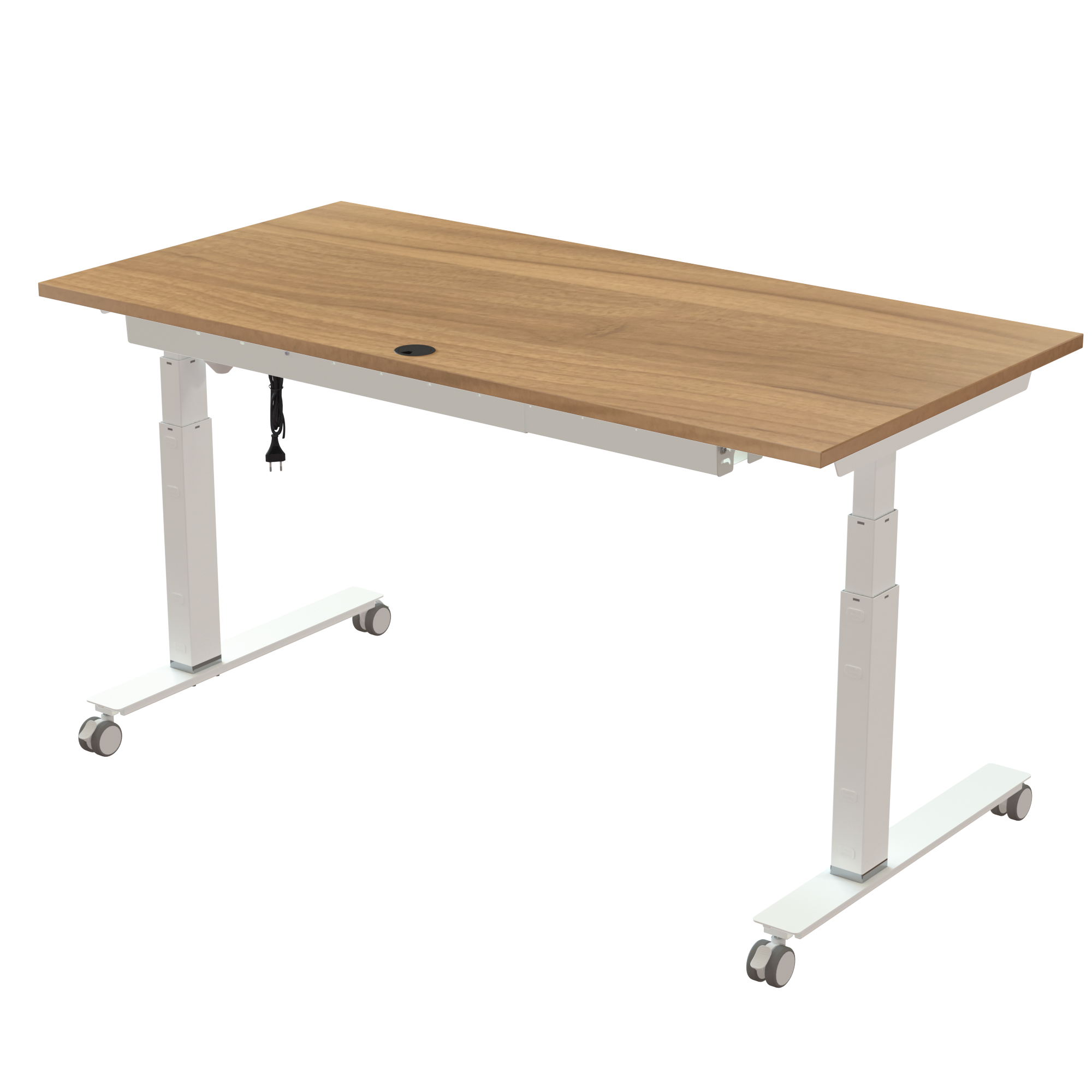 Ergonomic desk | 160x80 cm | Walnut with white frame