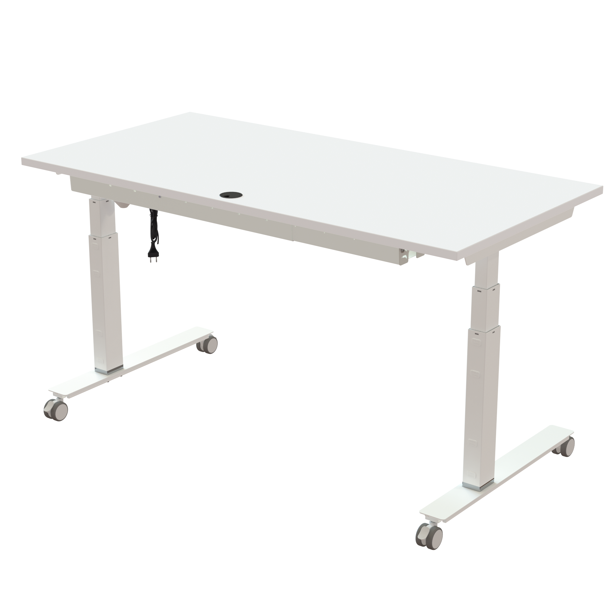 Ergonomic desk | 160x80 cm | White with white frame