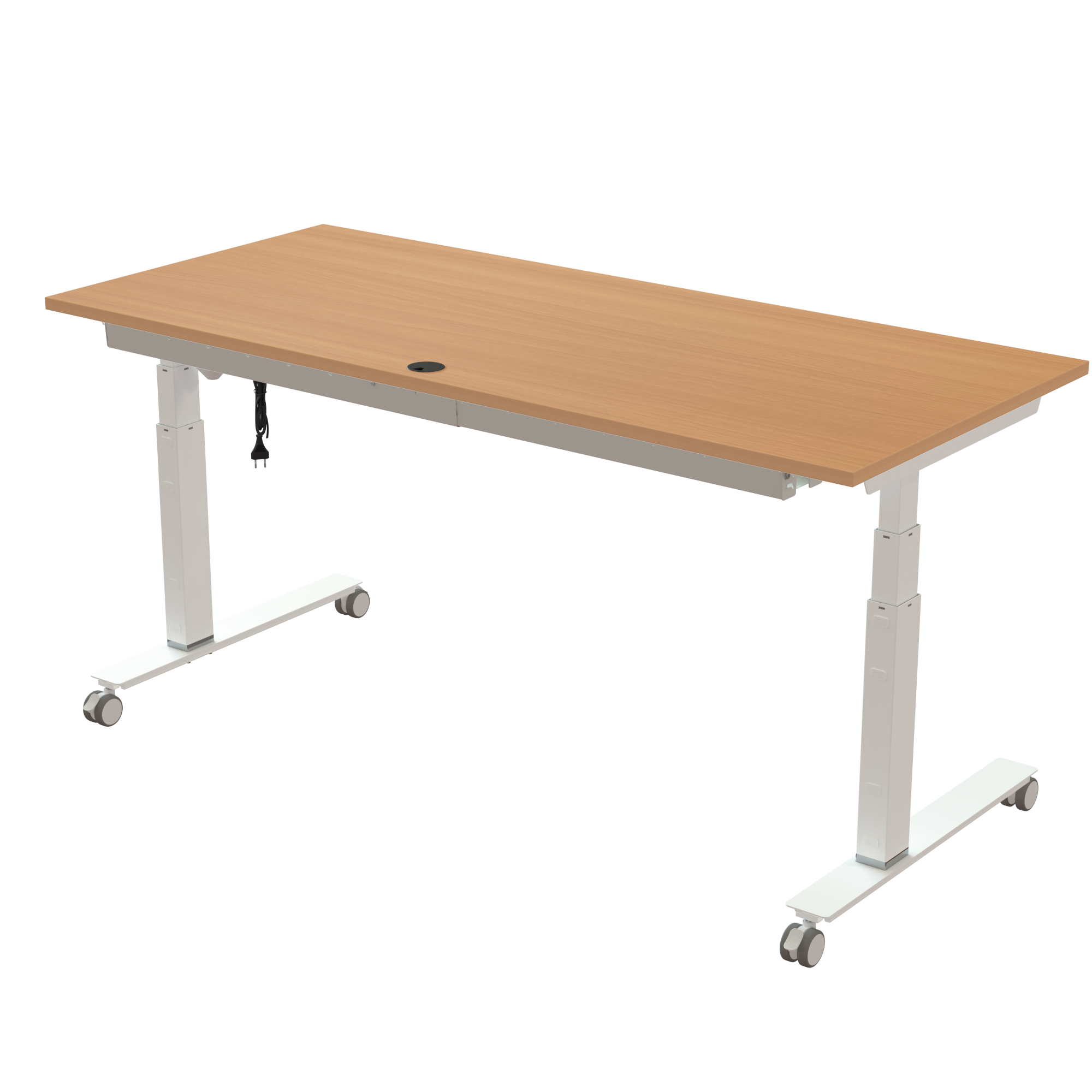 Ergonomic desk | 180x80 cm | Beech with white frame