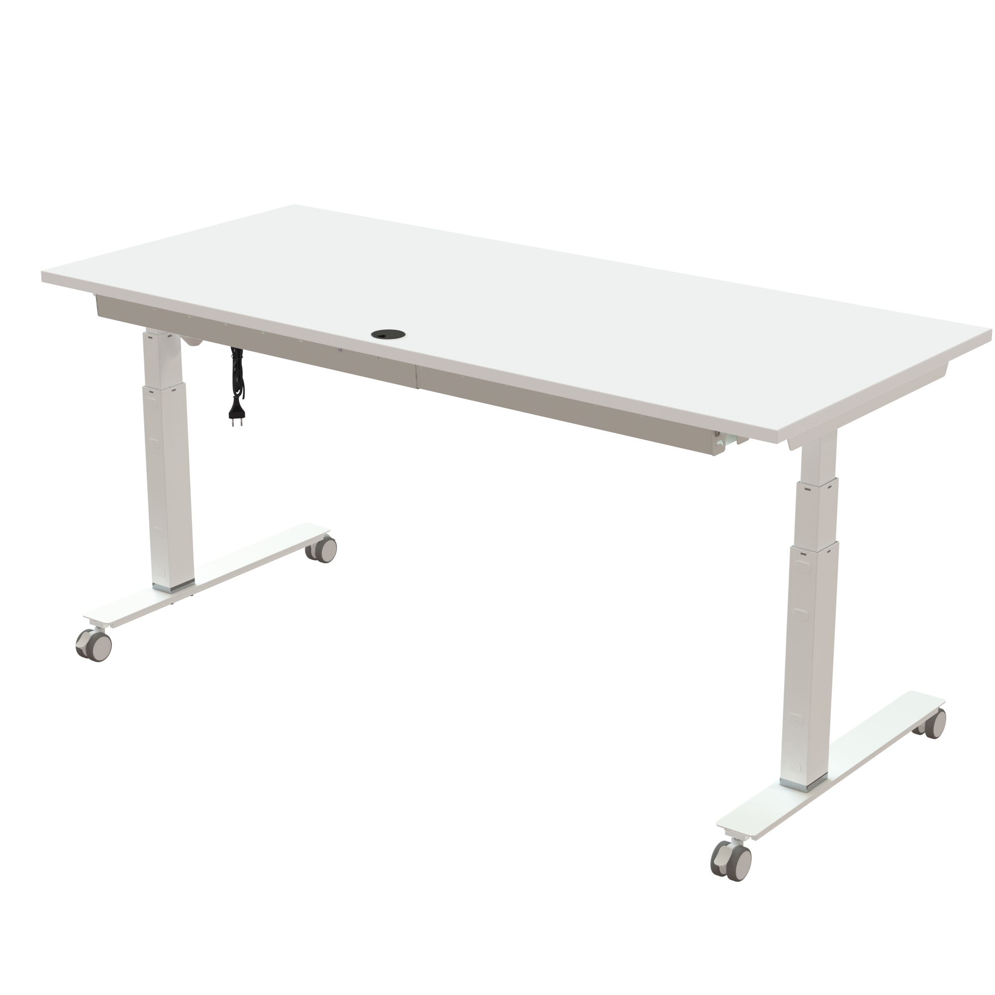 Ergonomic desk | 180x80 cm | White with white frame