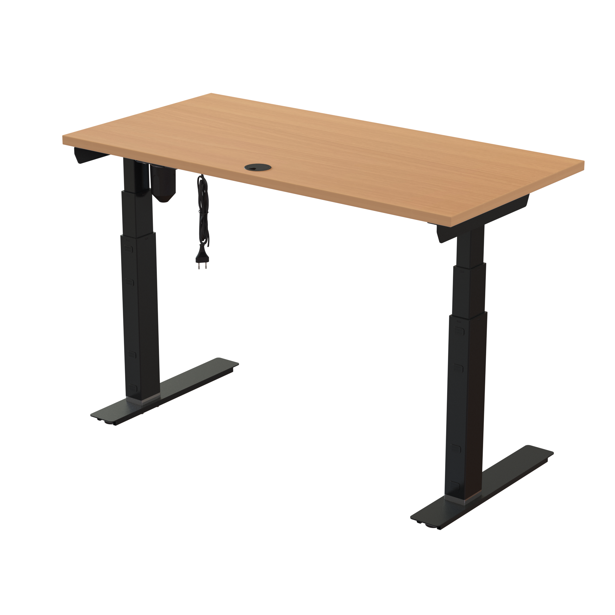 Ergonomic desk | 120x60 cm | Beech with black frame