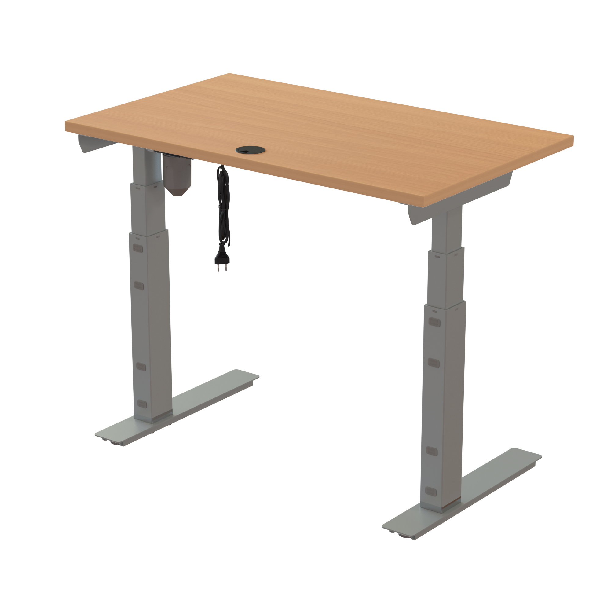 Ergonomic desk | 100x60 cm | Beech with silver frame