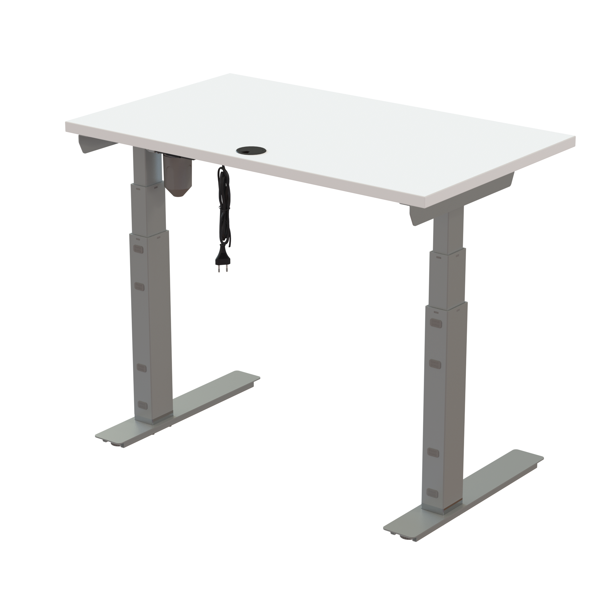 Ergonomic desk | 100x60 cm | White with silver frame