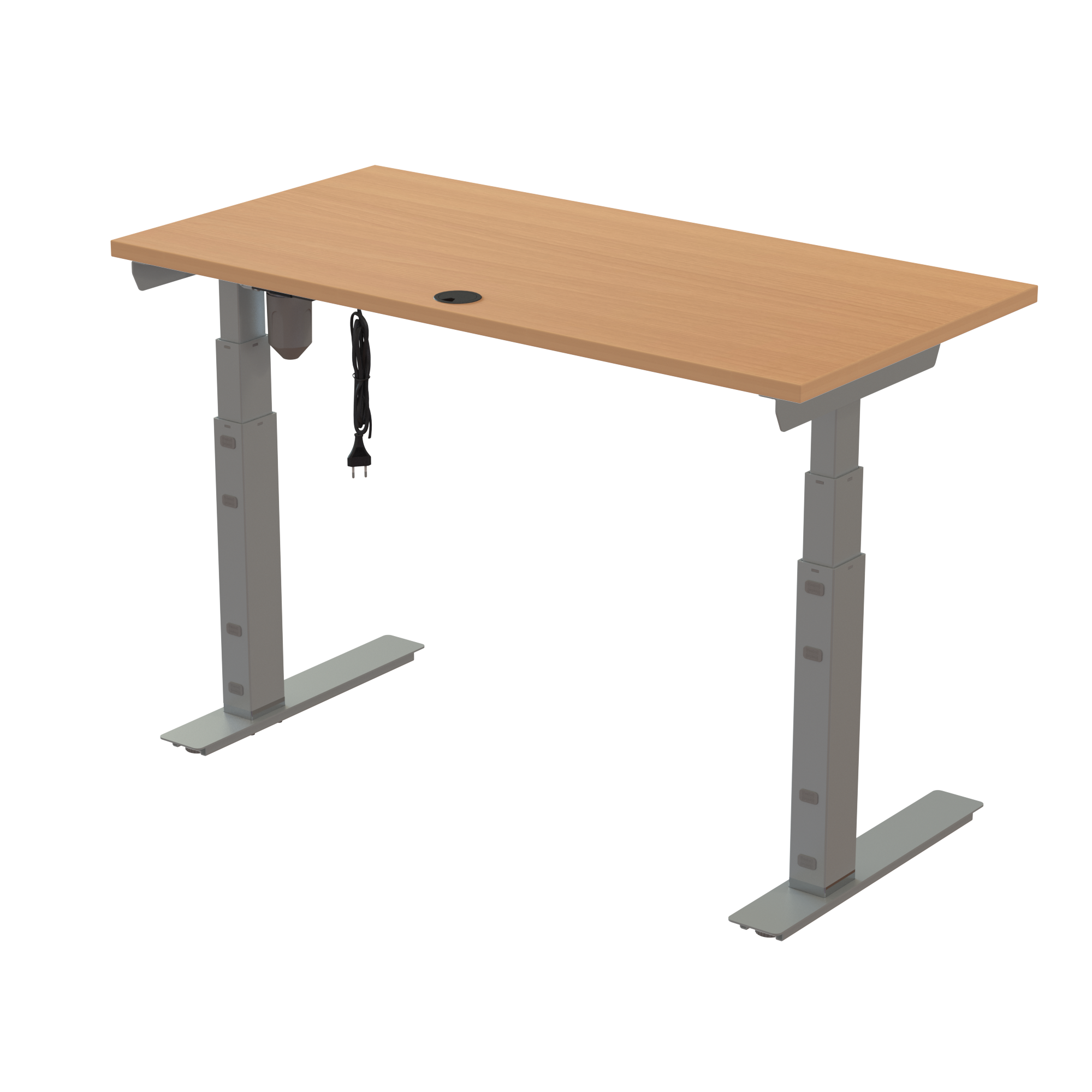 Ergonomic desk | 120x60 cm | Beech with silver frame