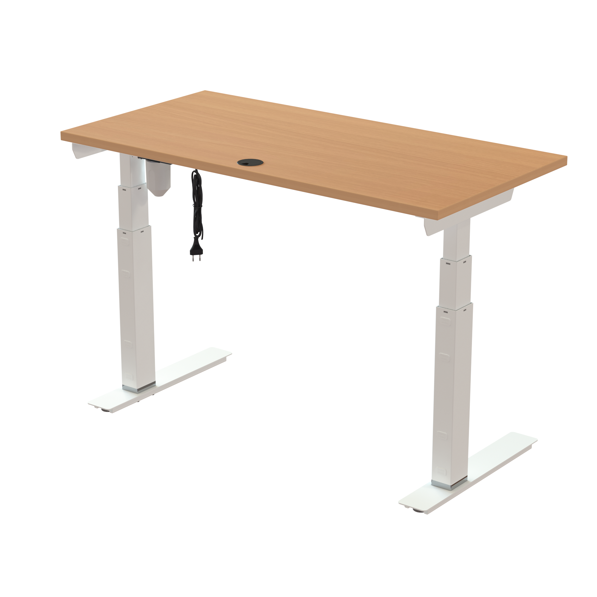 Ergonomic desk | 120x60 cm | Beech with white frame