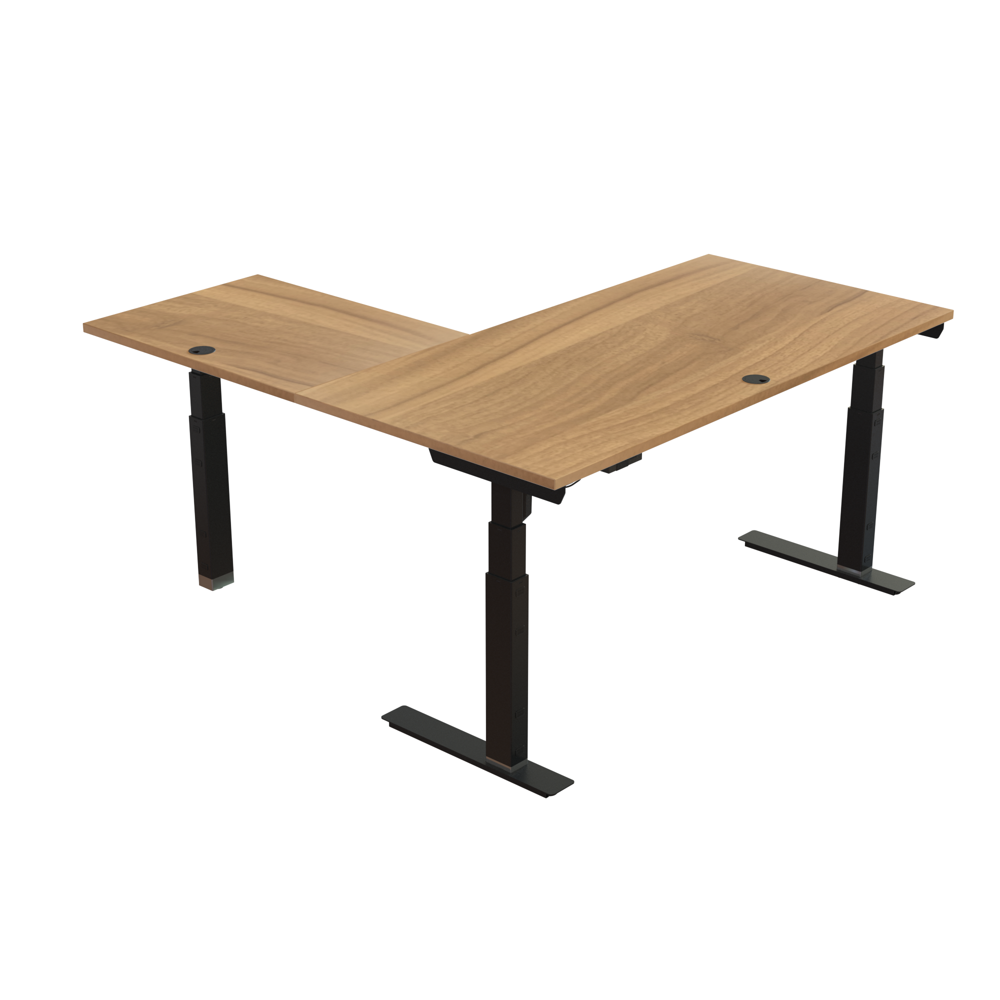 Ergonomic desk | 160x160 cm | Walnut with black frame