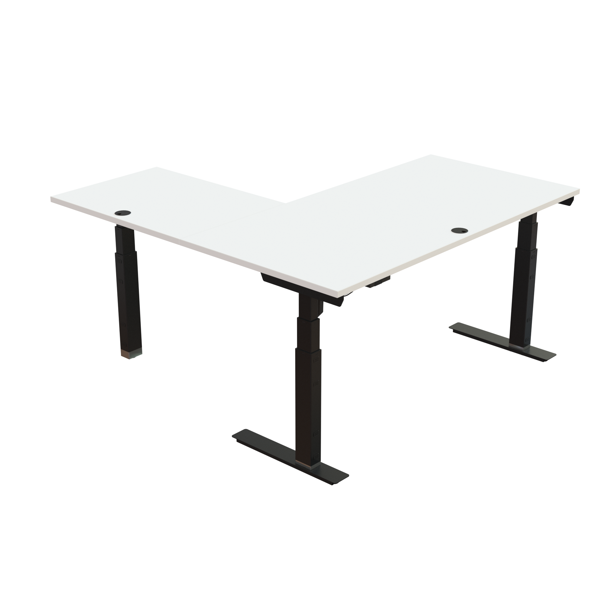 Ergonomic desk | 160x160 cm | White with black frame