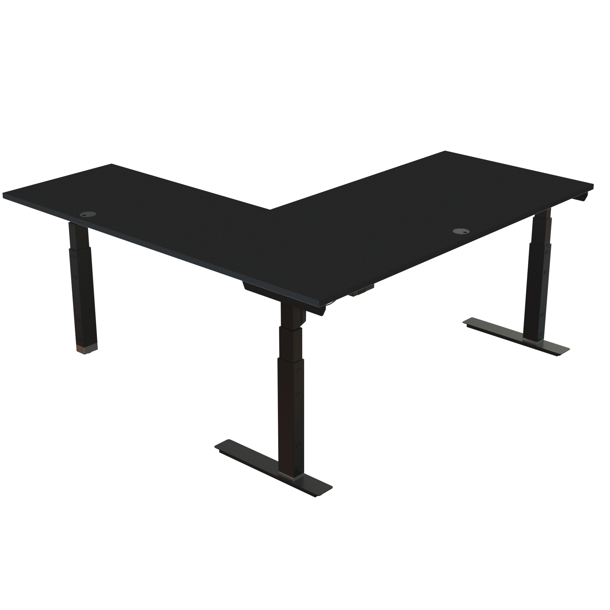 Ergonomic desk | 180x180 cm | Black  with black frame
