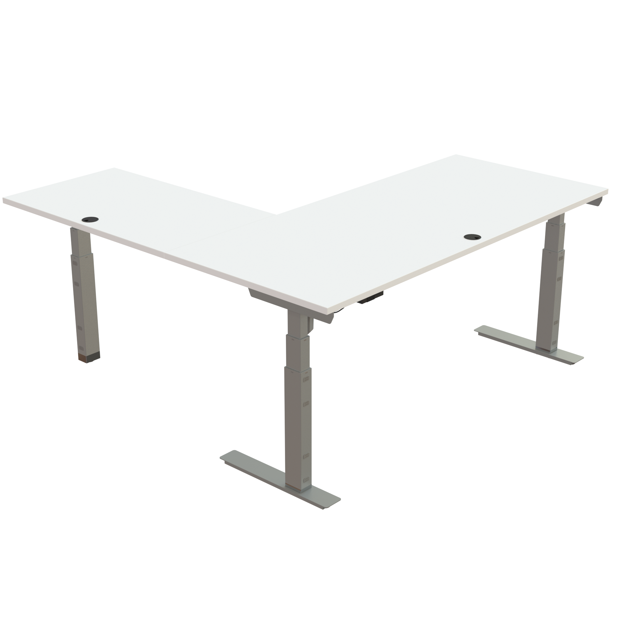 Ergonomic desk | 180x180 cm | White with silver frame