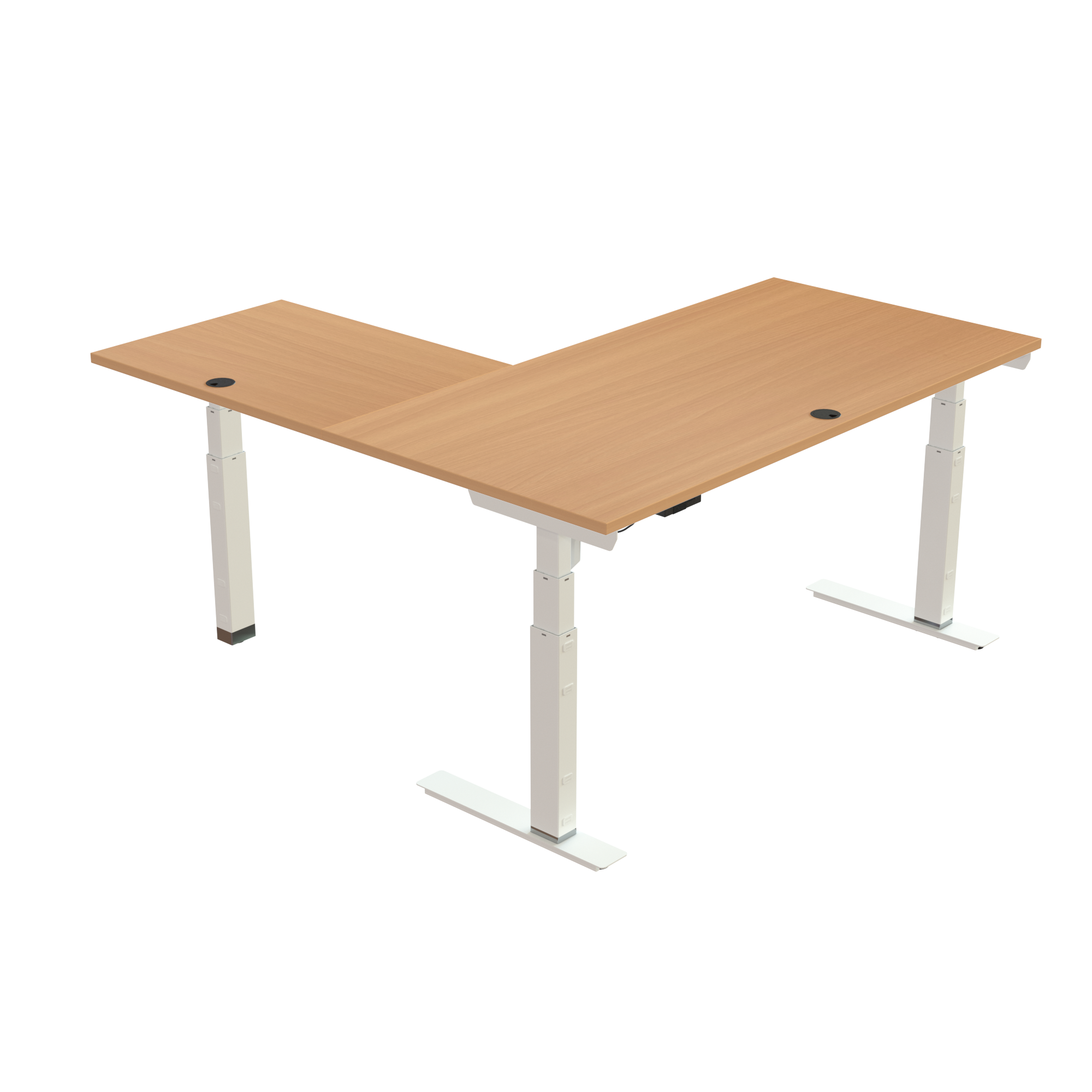 Ergonomic desk | 160x160 cm | Beech with white frame