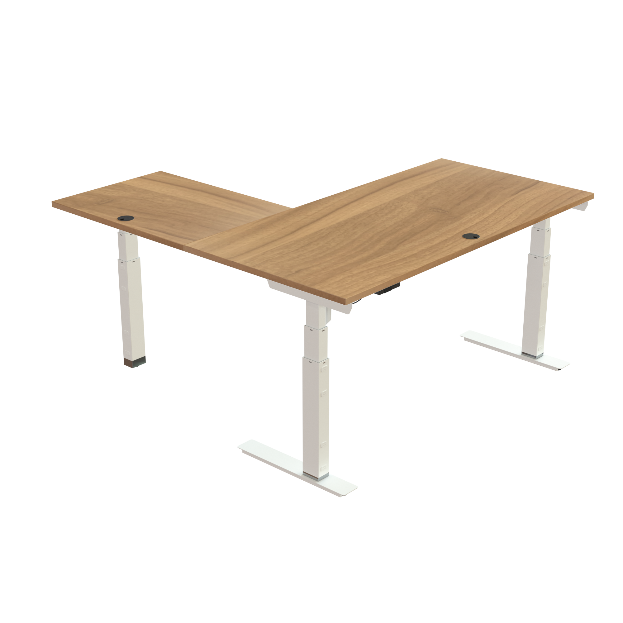 Ergonomic desk | 160x160 cm | Walnut with white frame