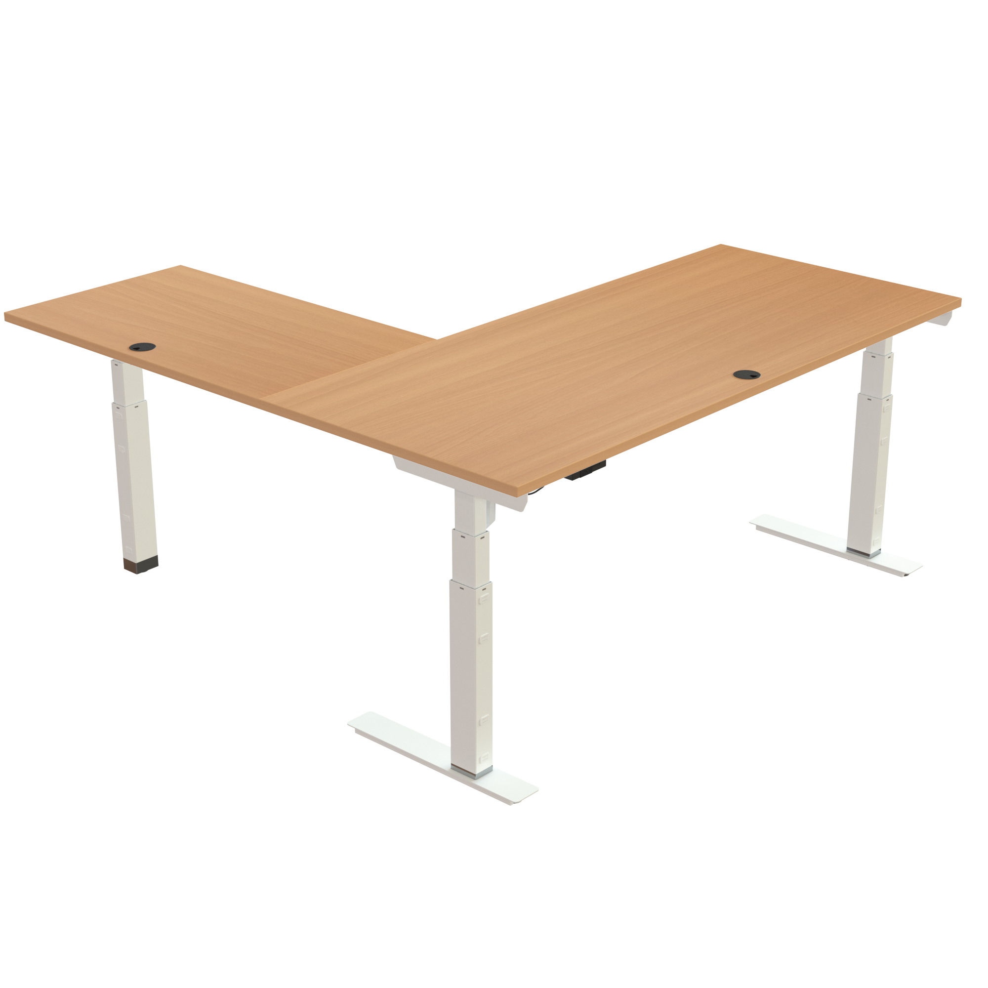 Ergonomic desk | 180x180 cm | Beech with white frame