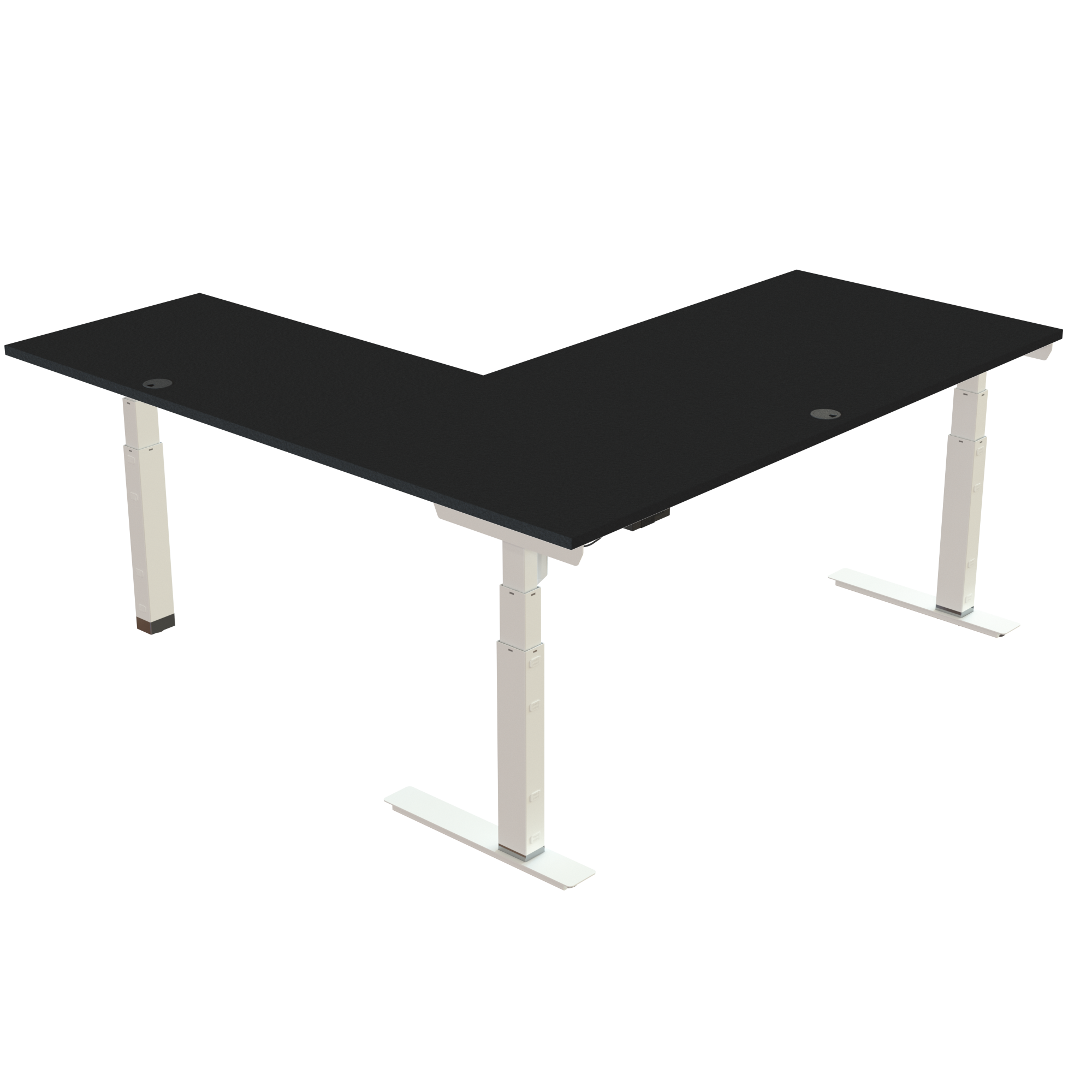 Ergonomic desk | 180x180 cm | Black  with white frame