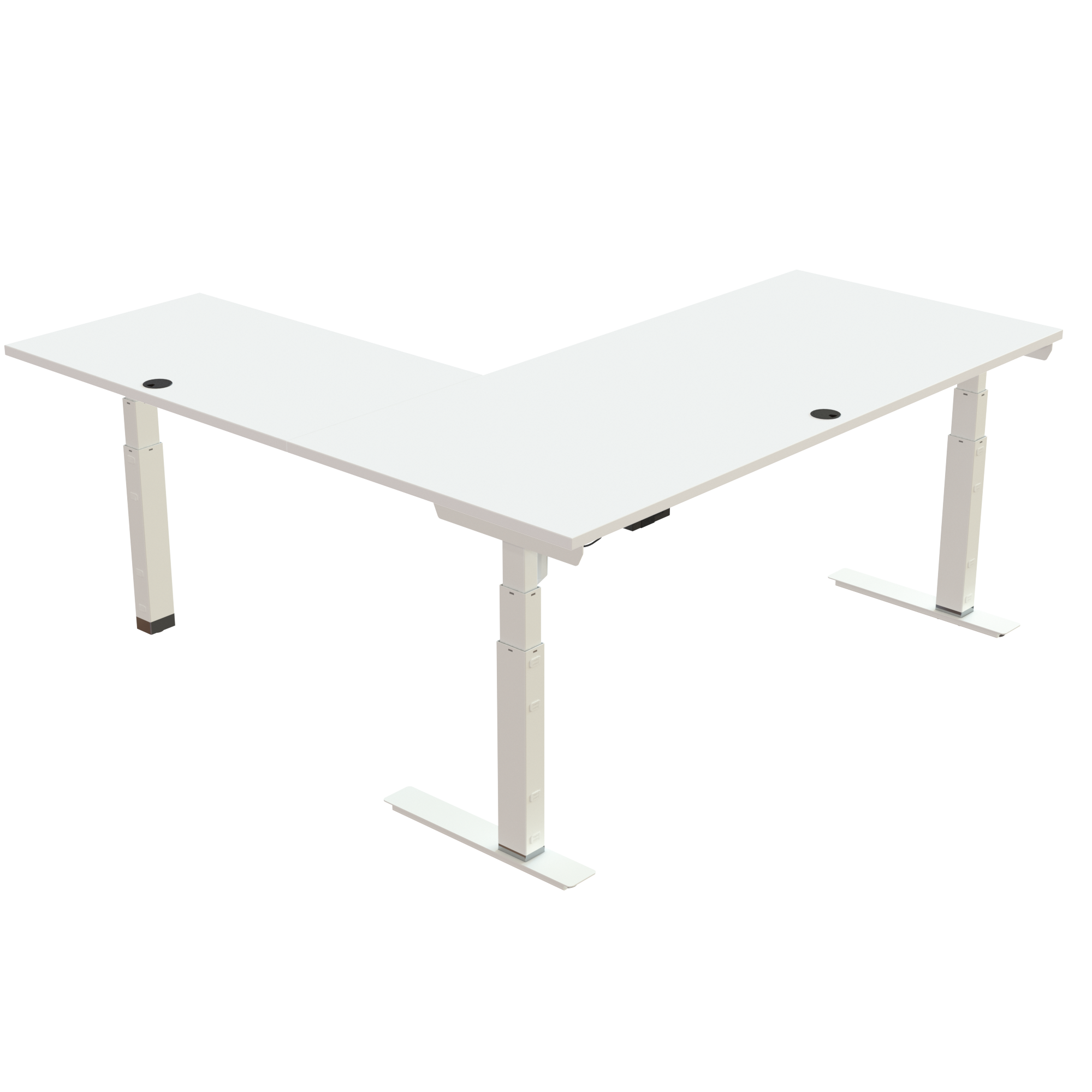 Ergonomic desk | 180x180 cm | White with white frame