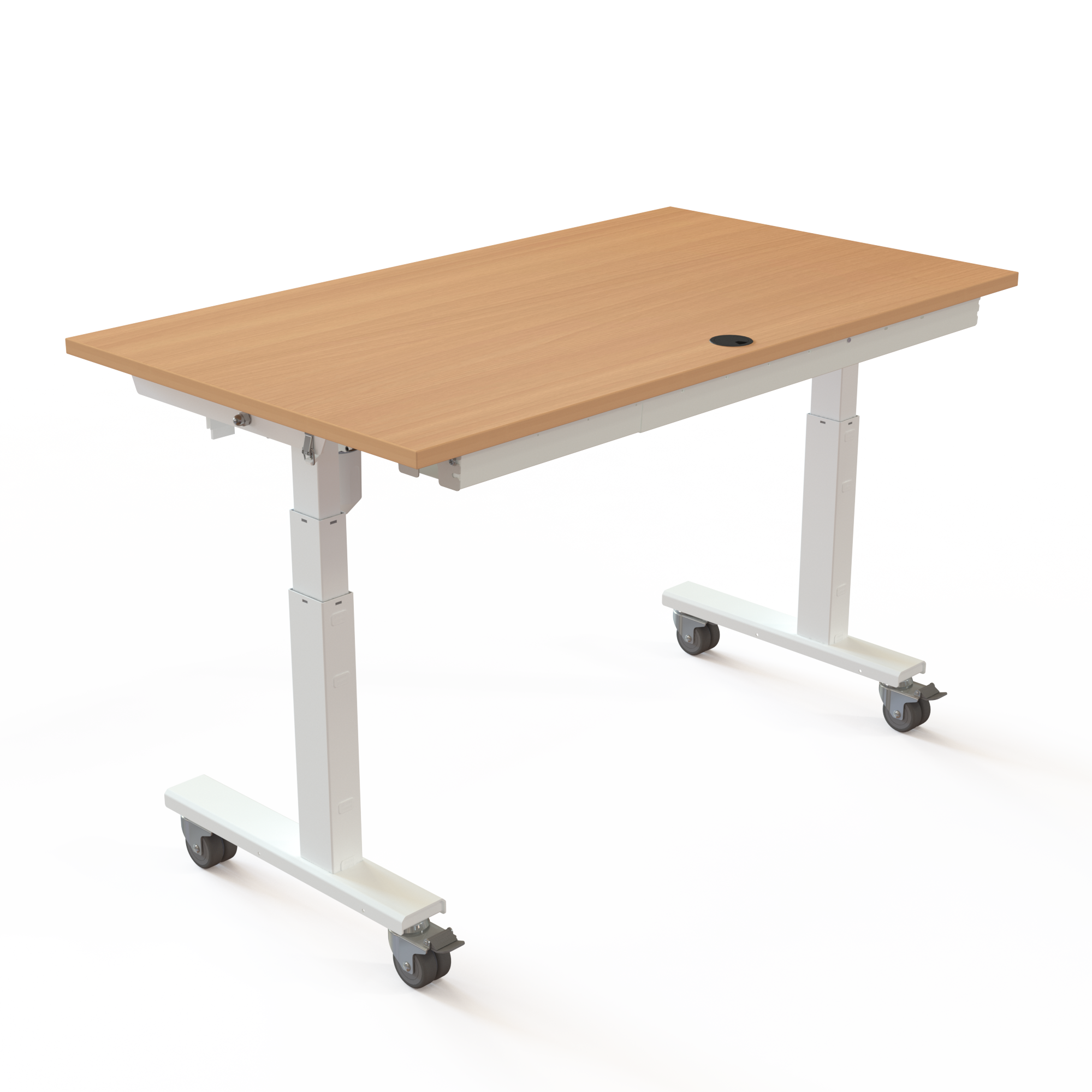 Ergonomic desk | 140x80 cm | Beech with white frame