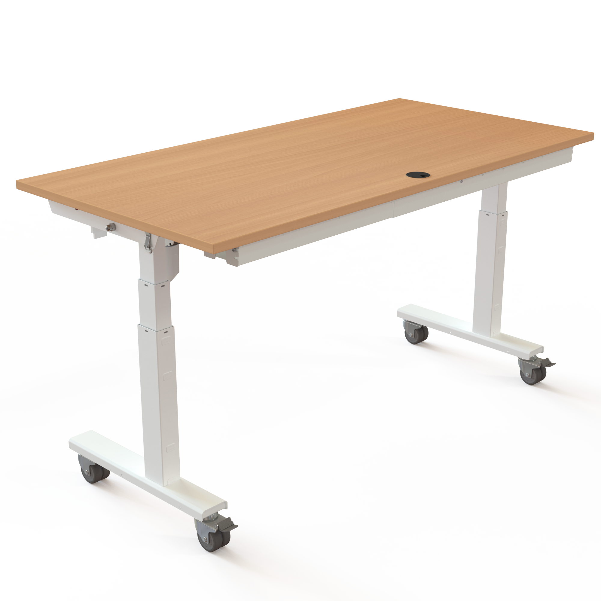 Ergonomic desk | 160x80 cm | Beech with white frame