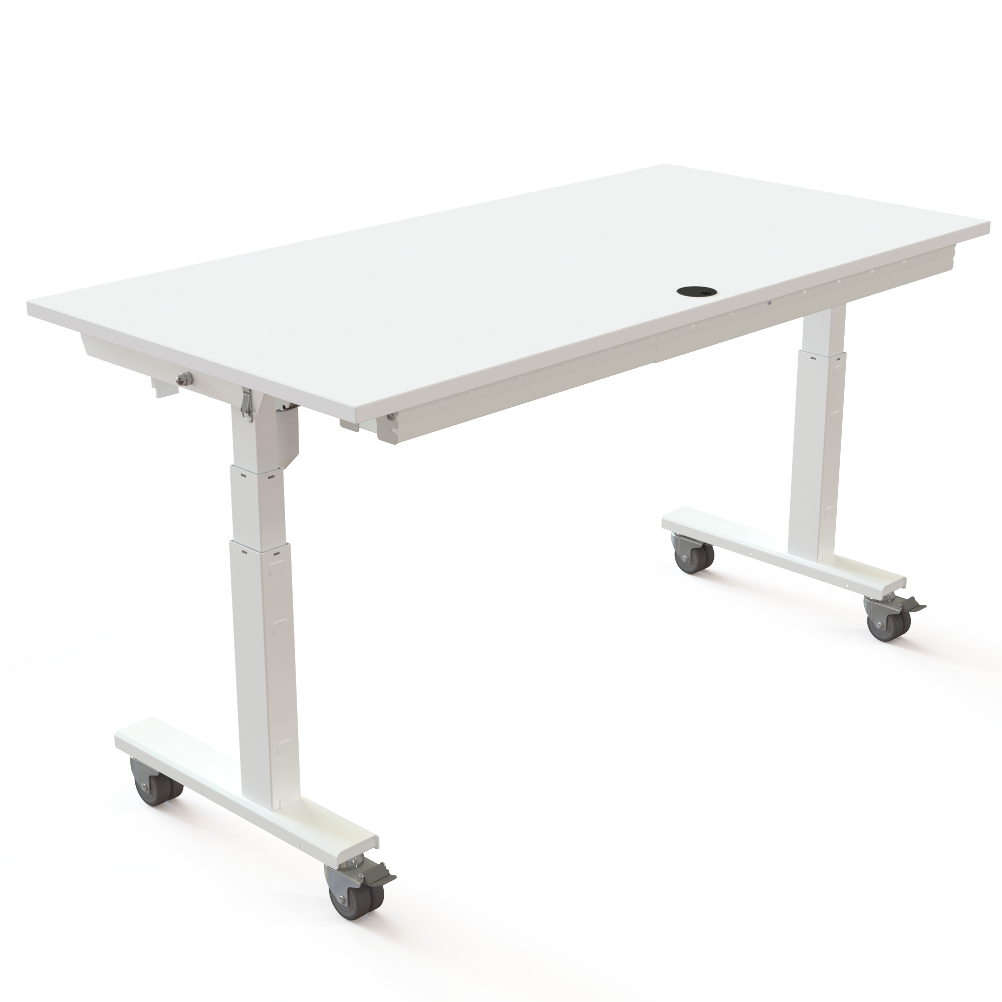 Ergonomic desk | 160x80 cm | White with white frame