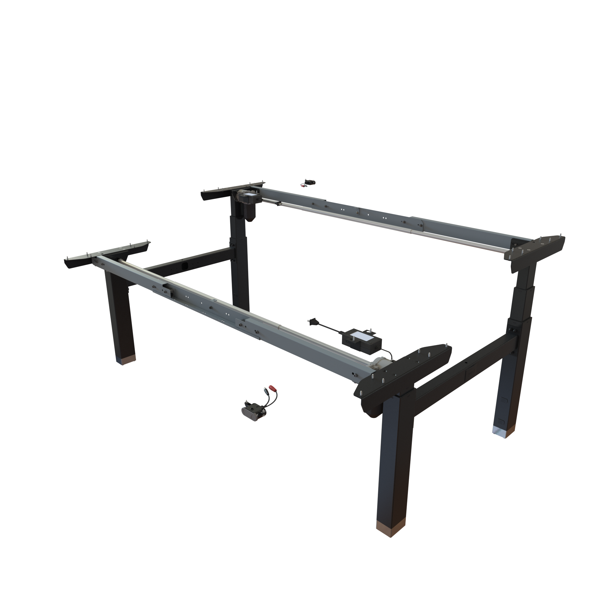 Ergonomic desk frame | Width 132-172 cm | Black 