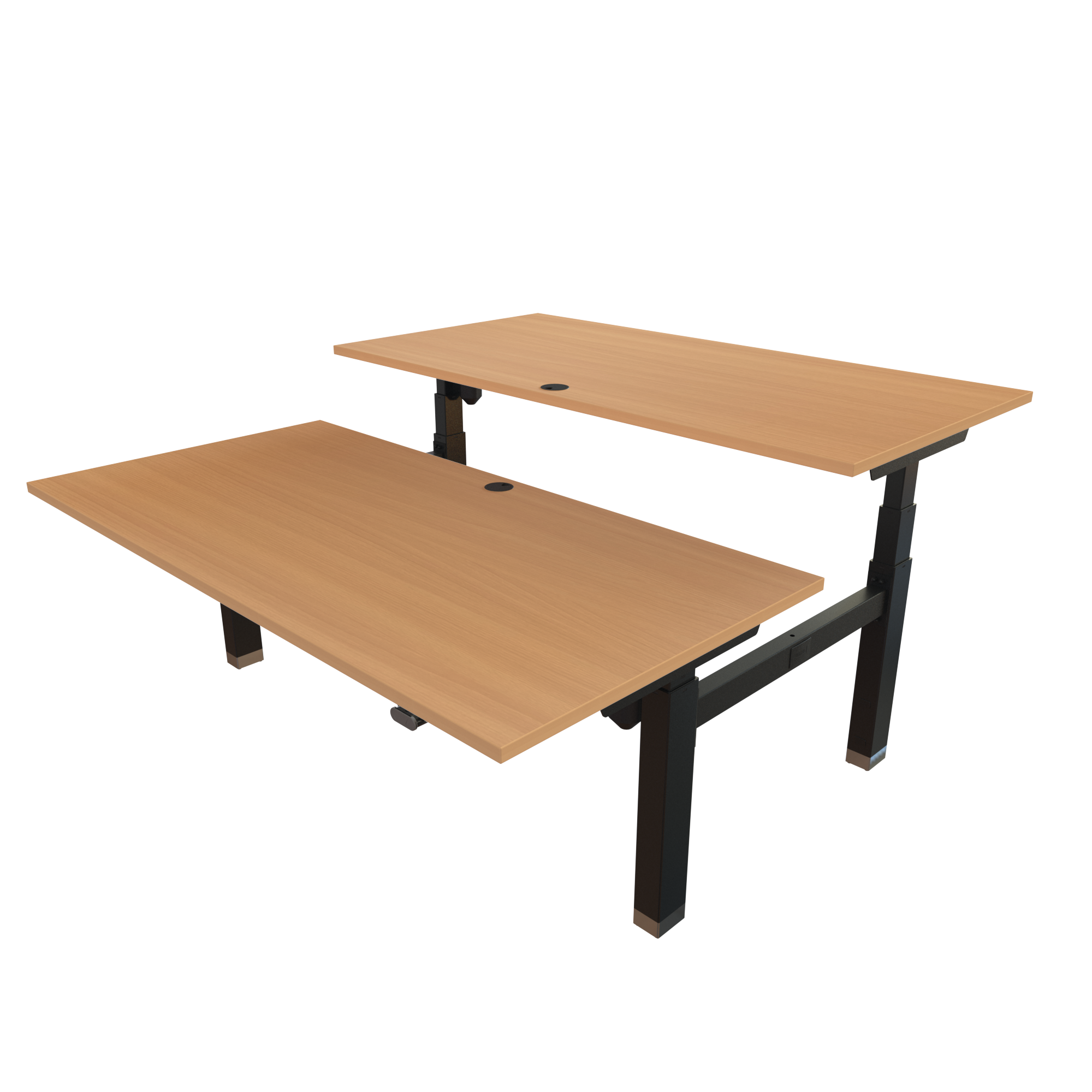 Ergonomic desk | 160x80 cm | Beech with black frame